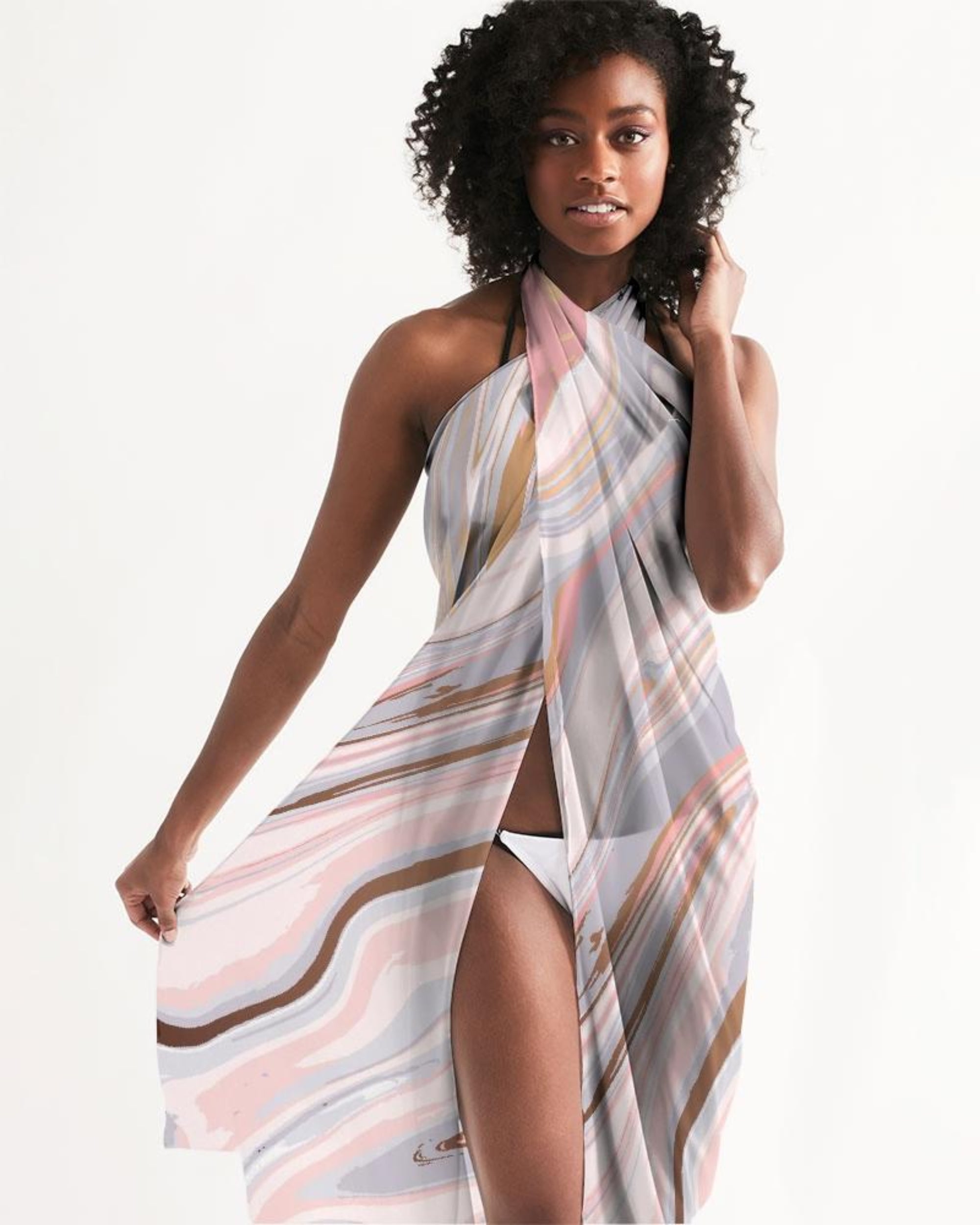 Sheer Love Marble Swimsuit Sarong