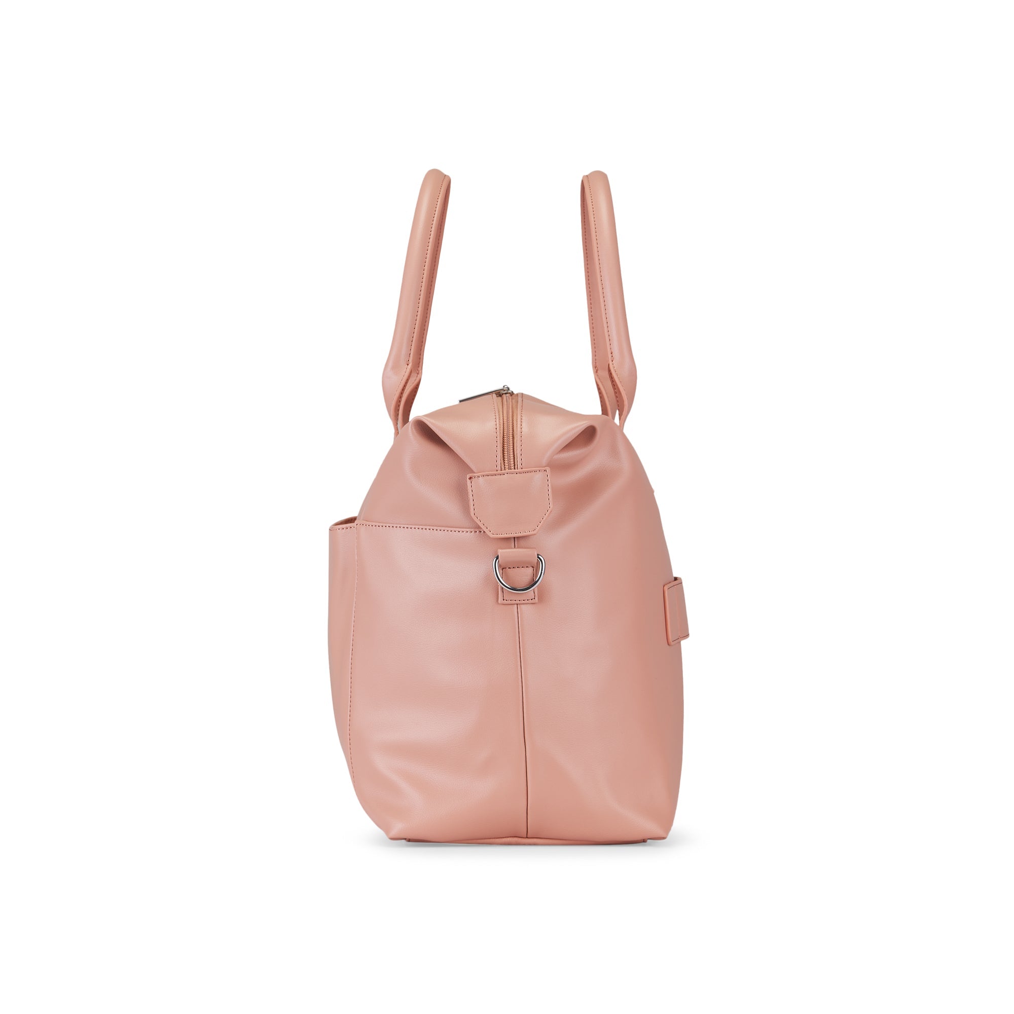 Pink backpack on a white background
