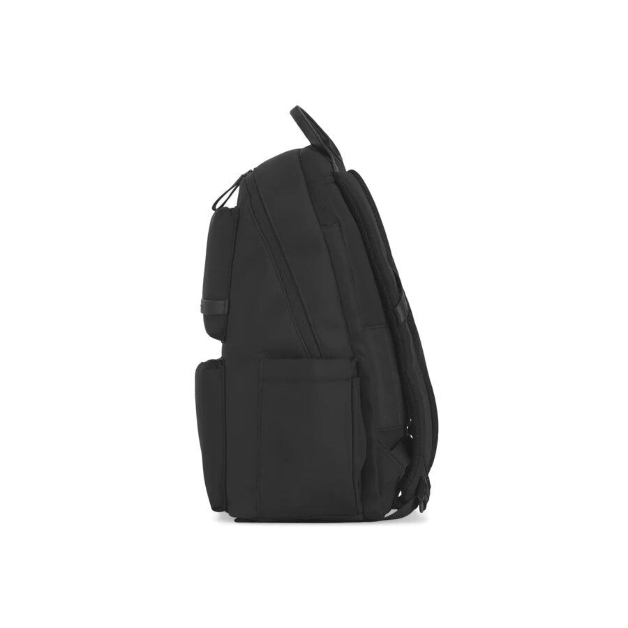 Black backpack on a white background