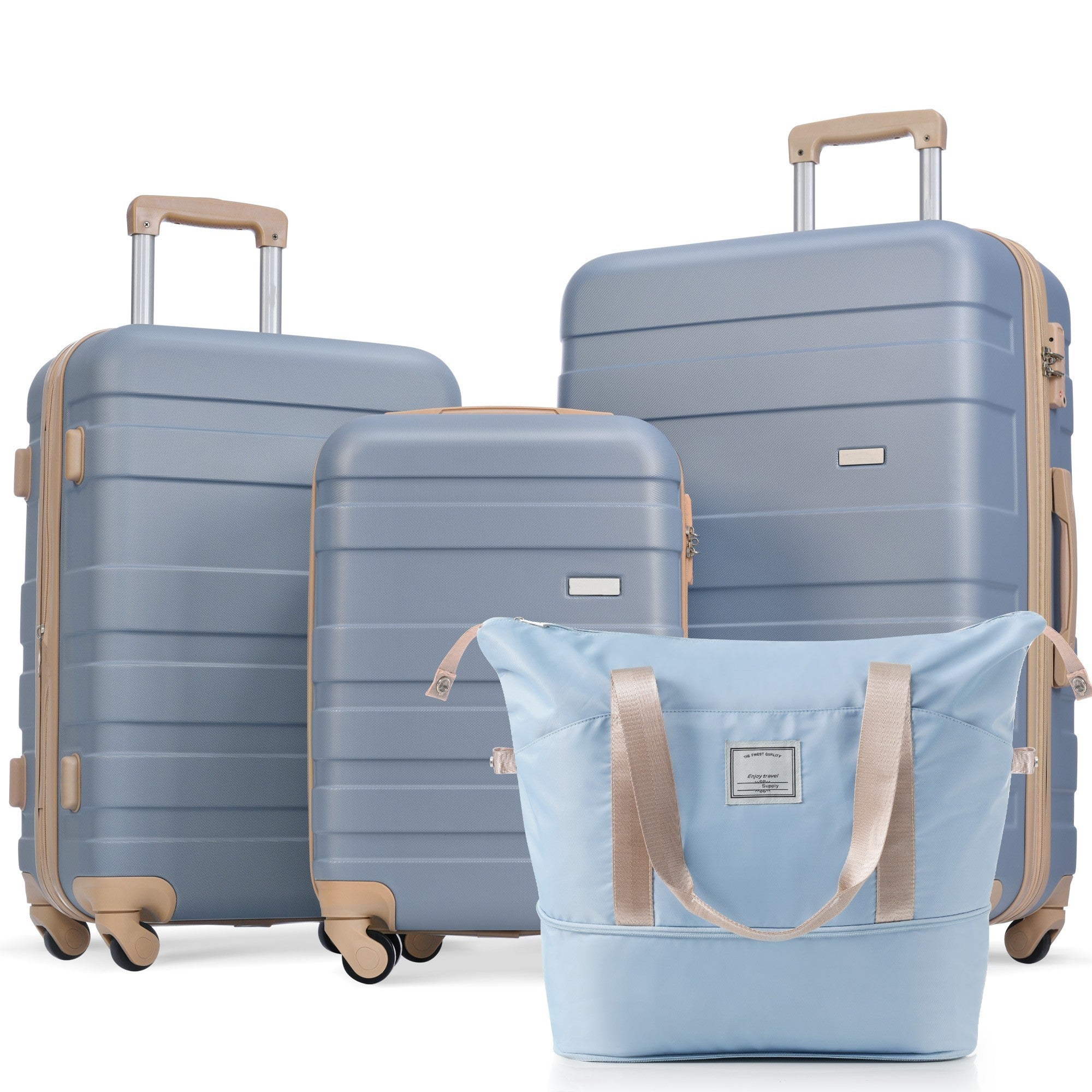 Luggage Sets 4 Piece, Expandable ABS Durable Suitcase with Travel Bag,