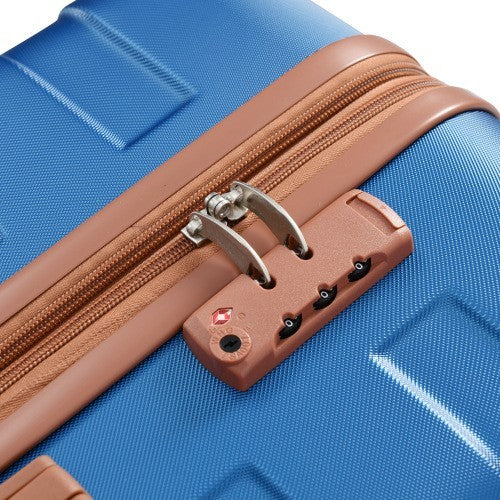 Blue Expandable ABS Hardshell Three Piece Luggage Set