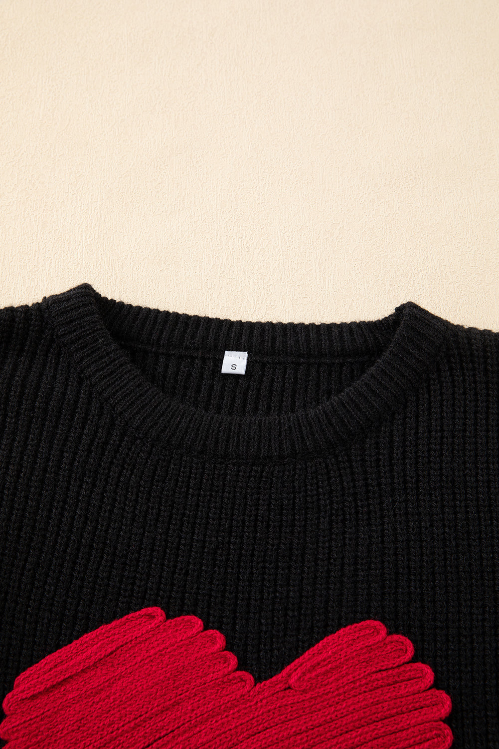 Black Valentines Heart Sketch Round Neck Sweater