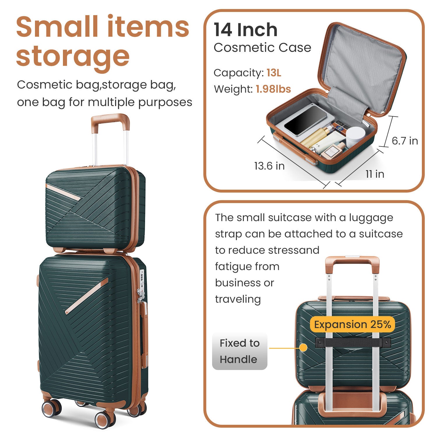 Luggage Sets 4 Piece(14/20/24/28), Expandable Lightweight Suitcase