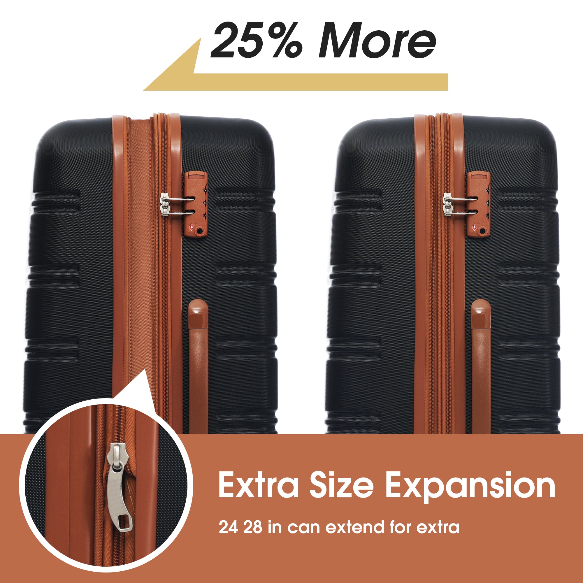 Black and Brown Hardshell Luggage Set
