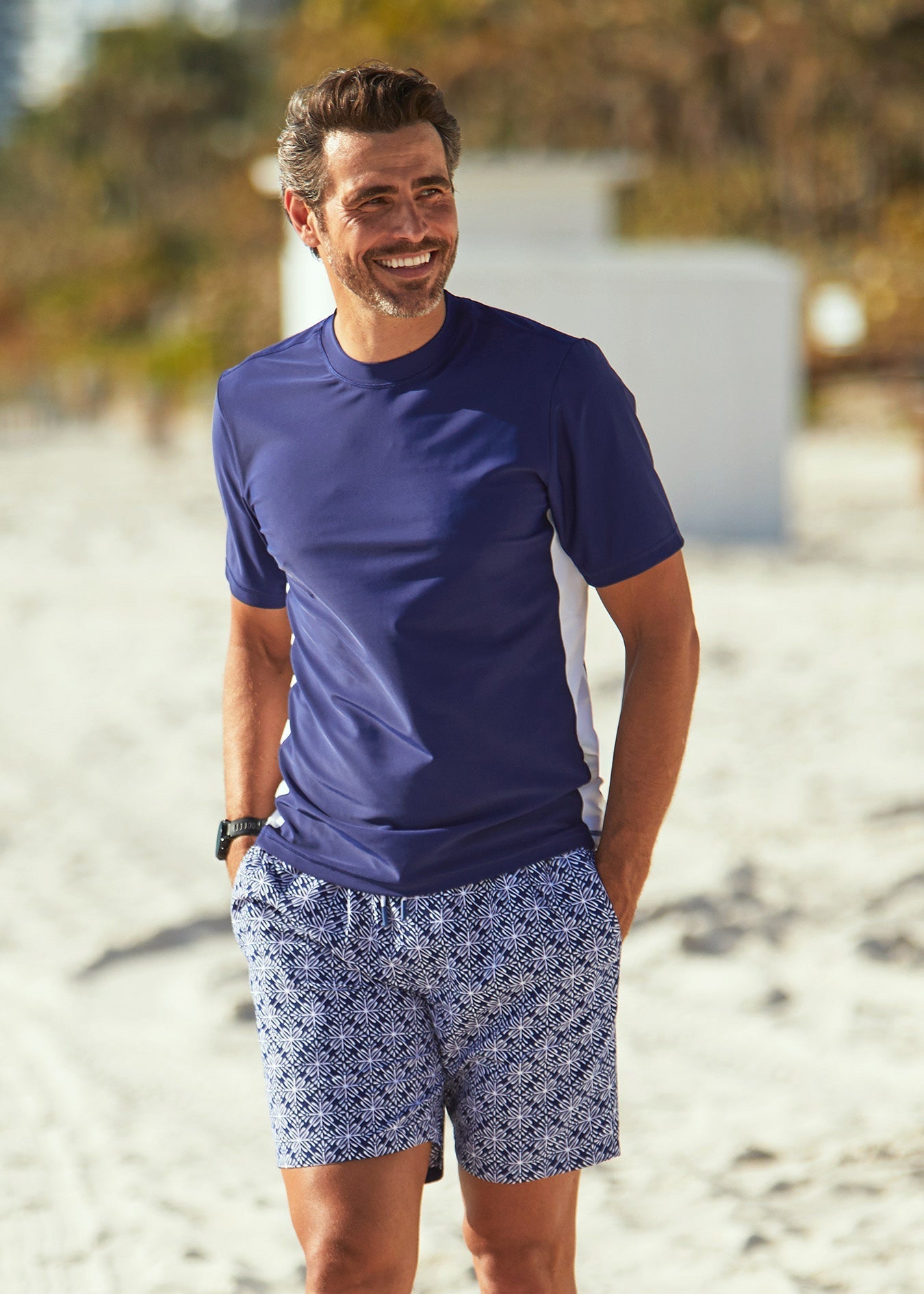 Cabana Life Men's Navy Short Sleeve Rashguard