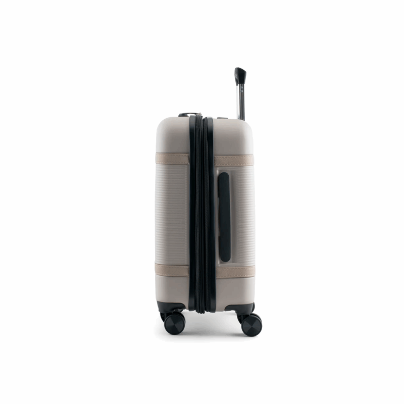 Suitcase with a striped pattern on a white background