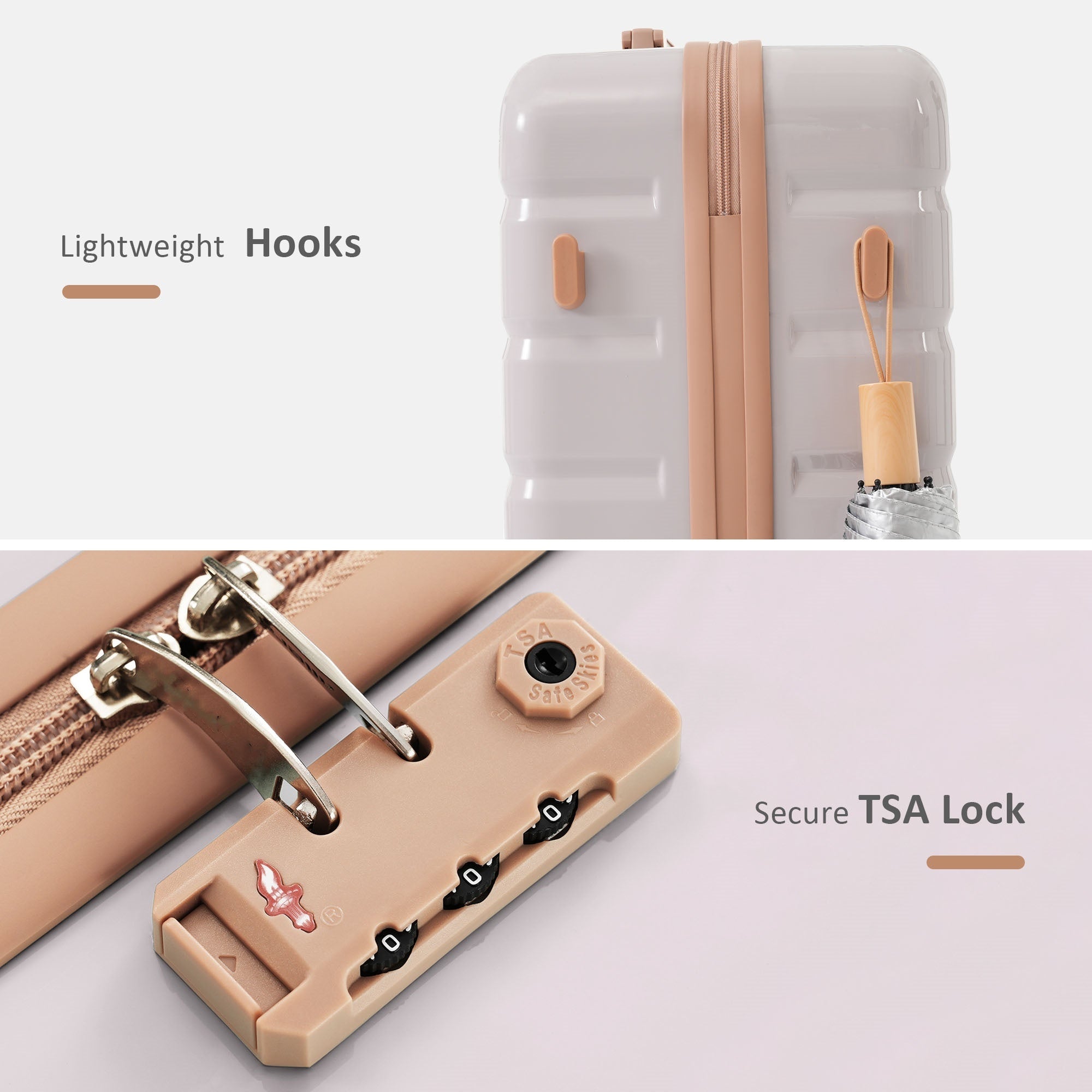  Premium ABS Three Piece TSA Lock Suitcase Ensemble