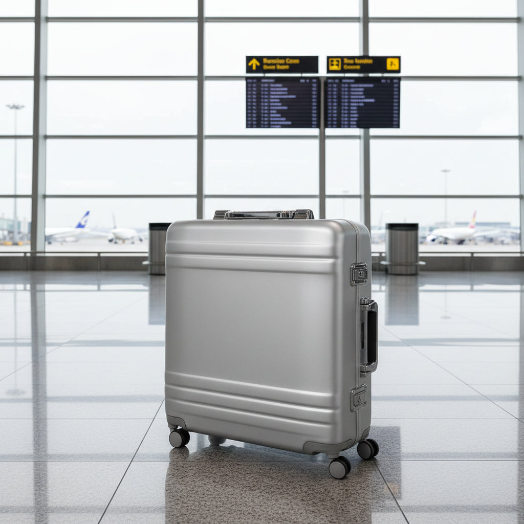Silver electronic device with digital display on a white background