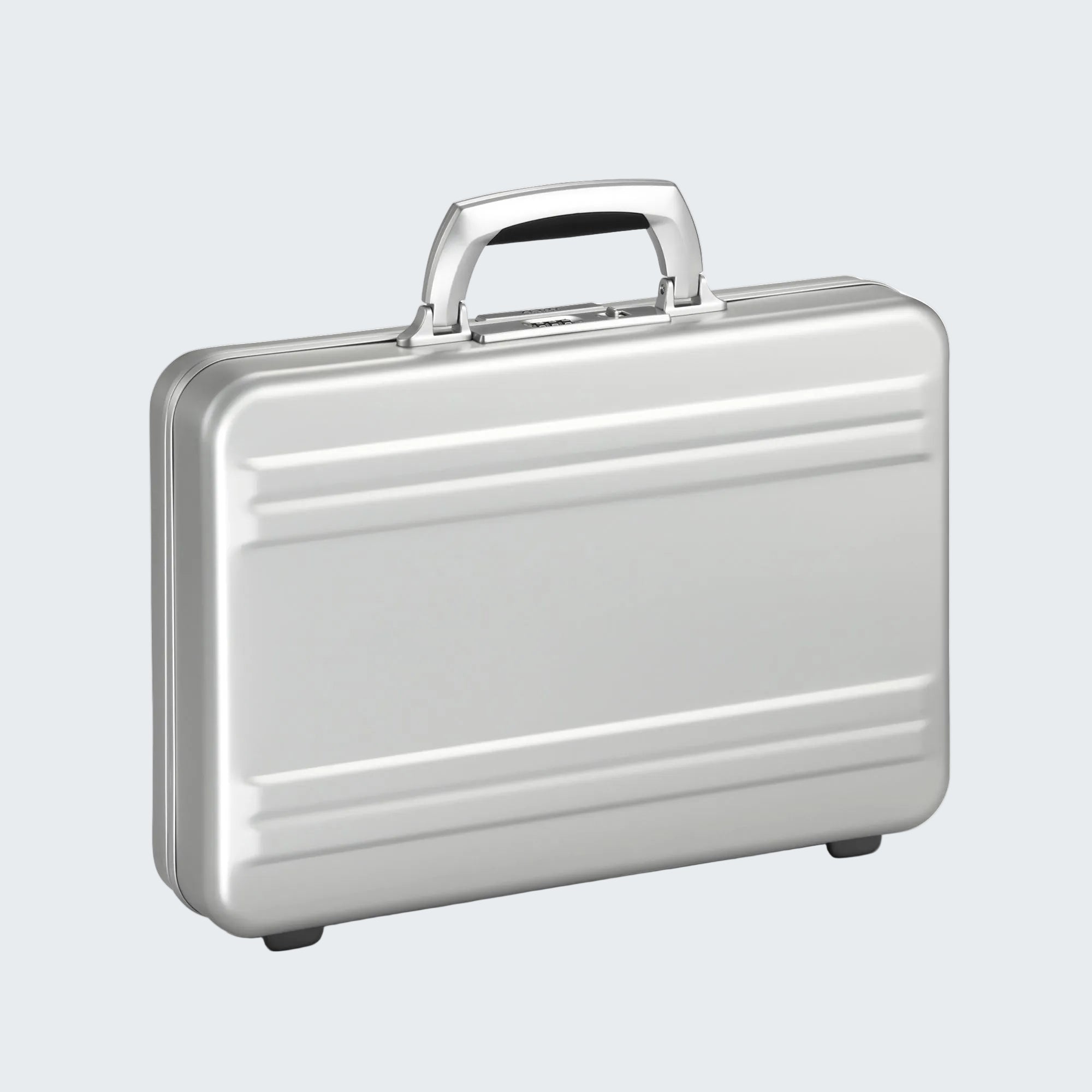 Silver briefcase on a white background