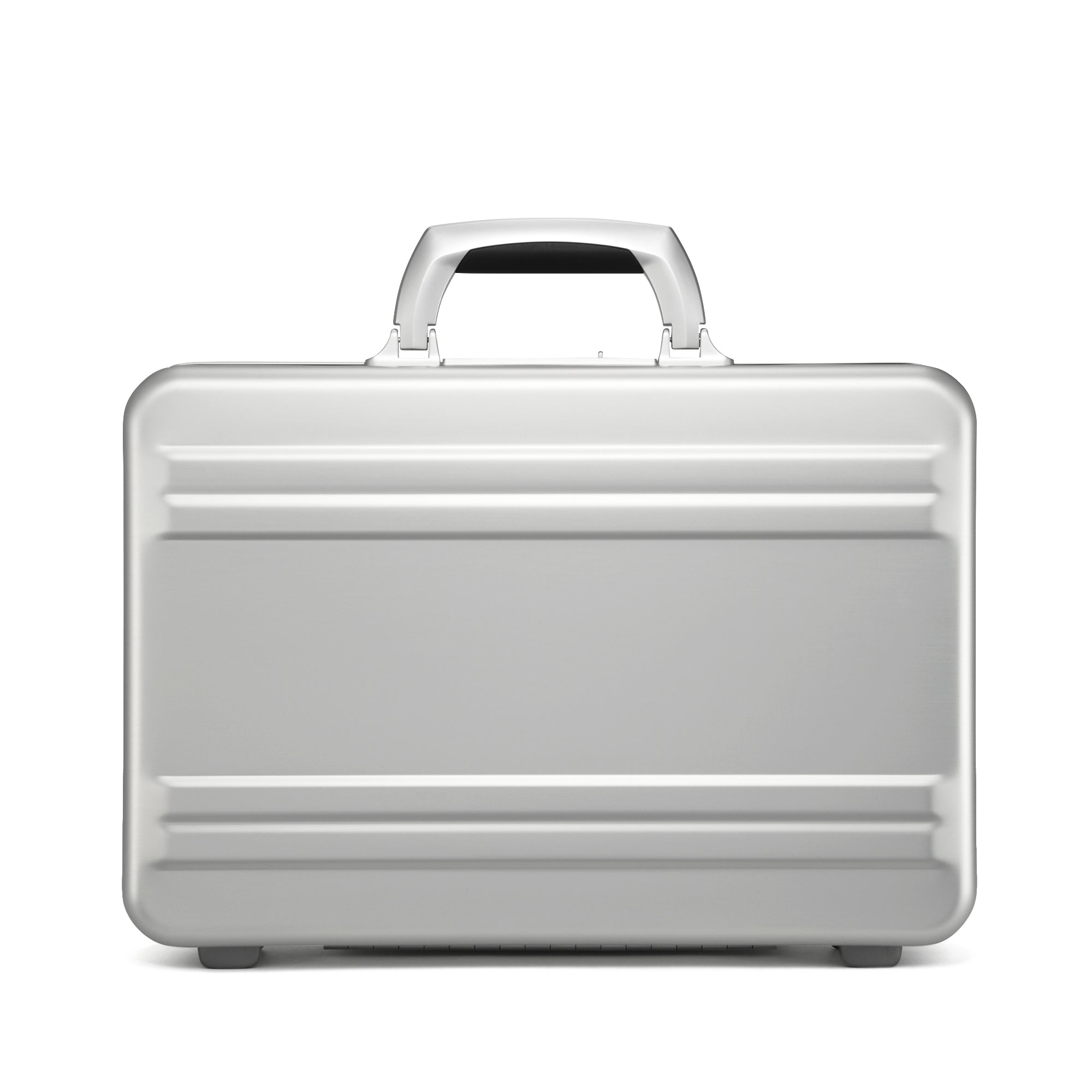 Silver briefcase on a white background