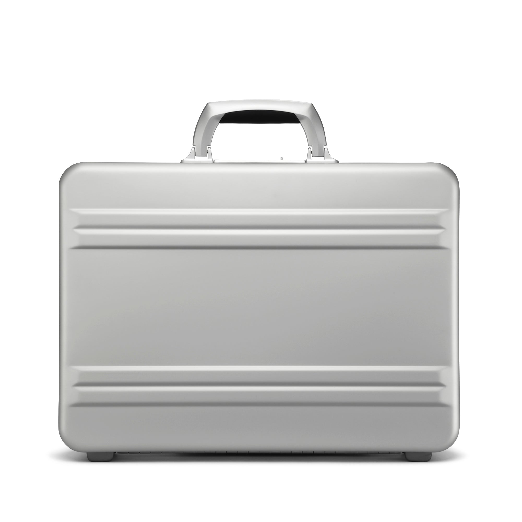 Silver briefcase on a white background