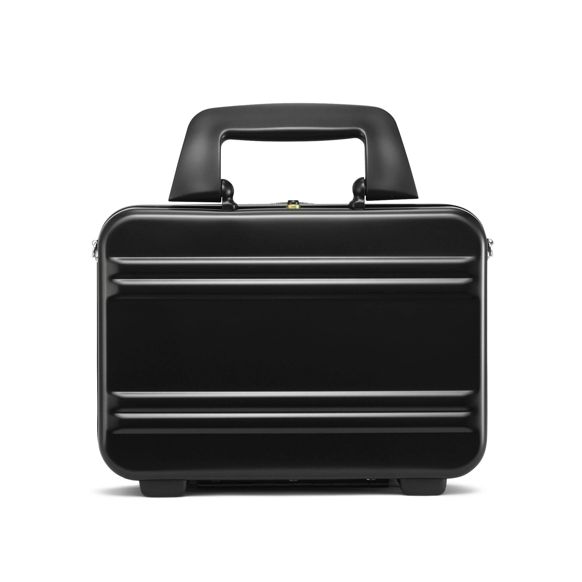 Black briefcase with handle on a white background
