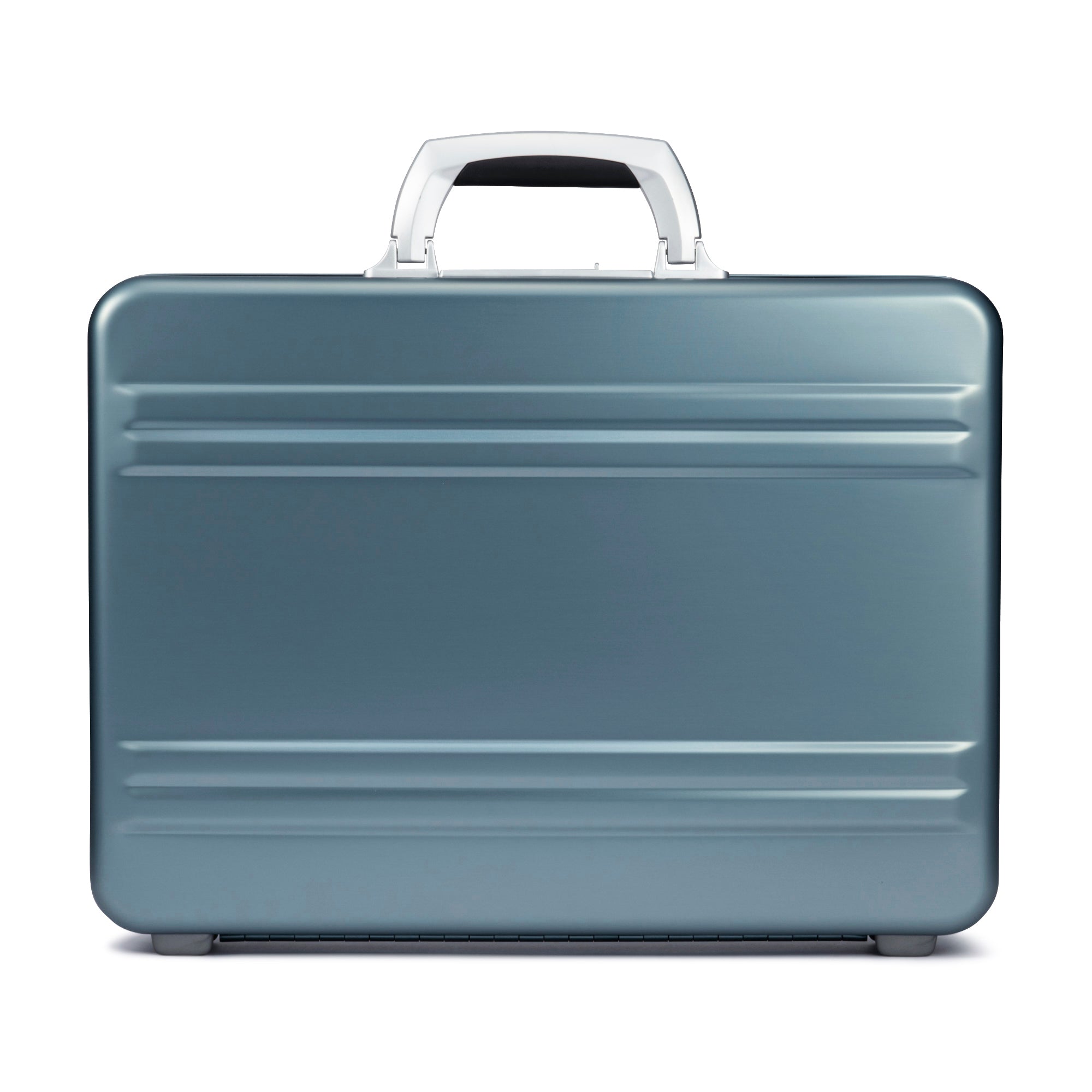 Blue suitcase with a handle on a white background