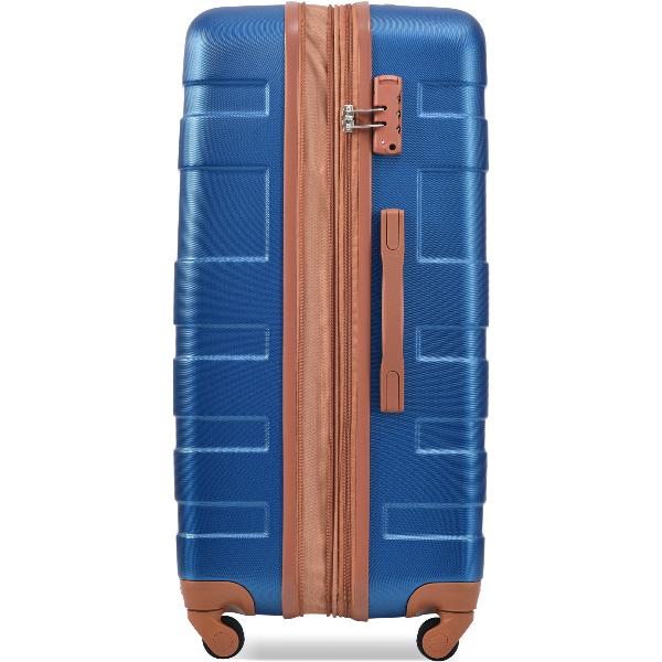 Blue Expandable ABS Hardshell Three Piece Luggage Set