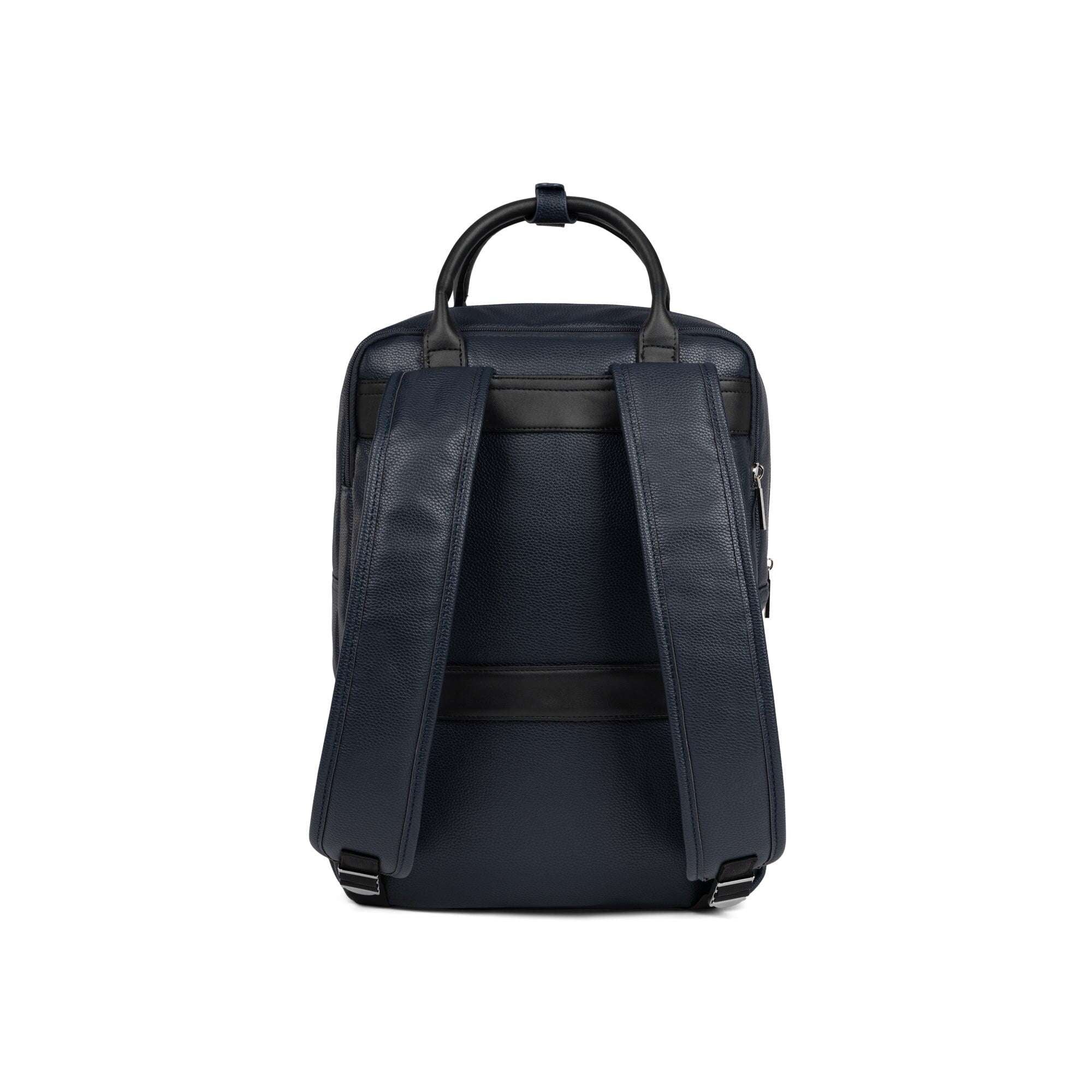 Black backpack on a white background