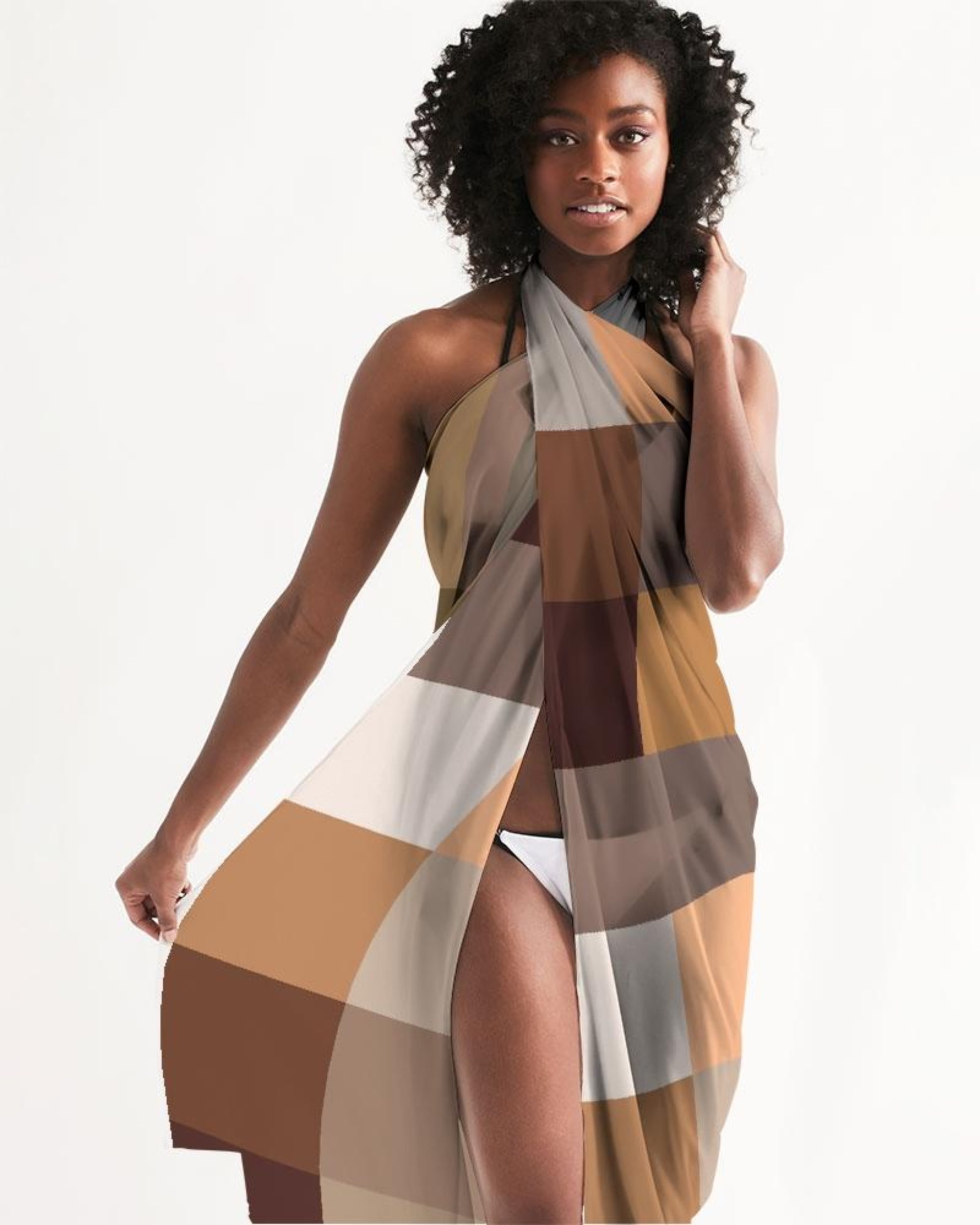 Brown Colorblock Multicolor Sarong