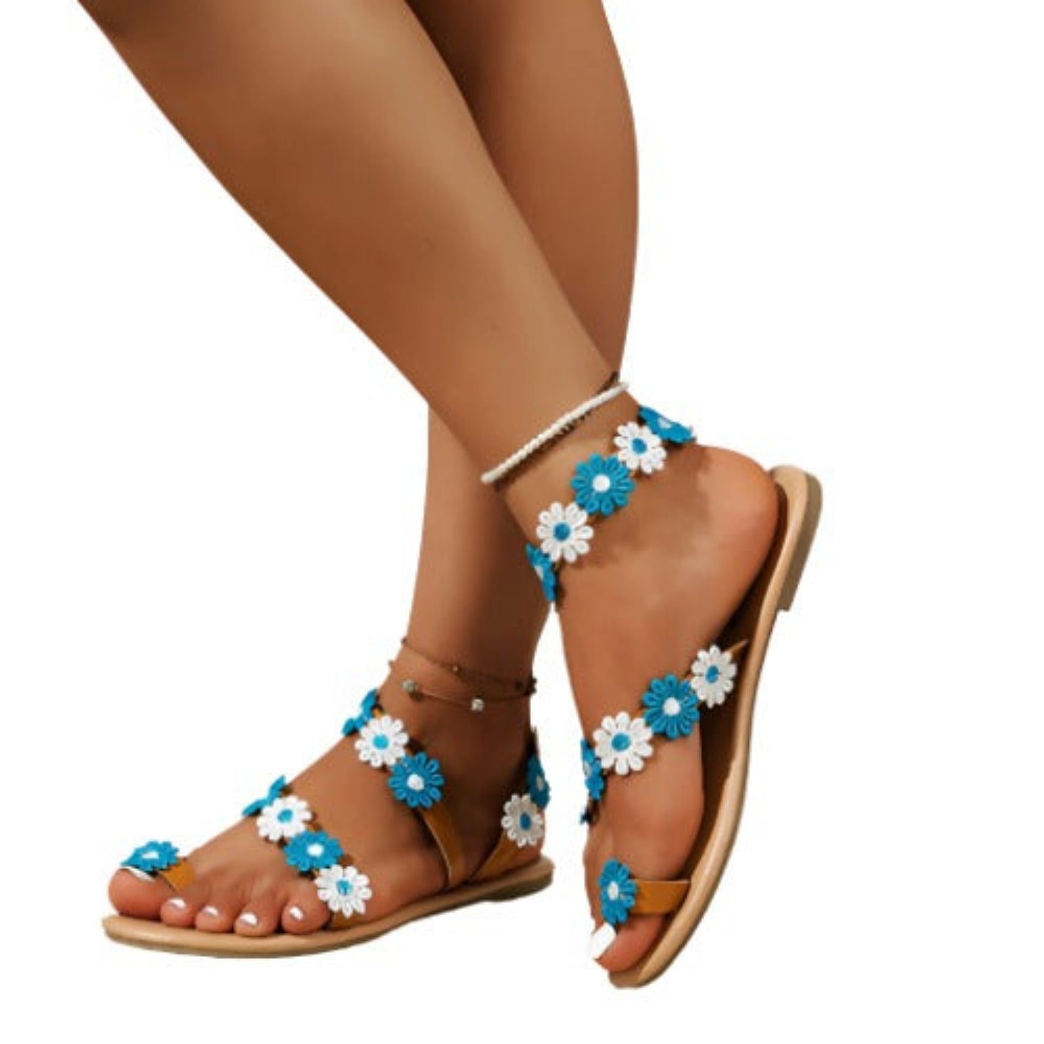 Contrast Flower Flat Sandals