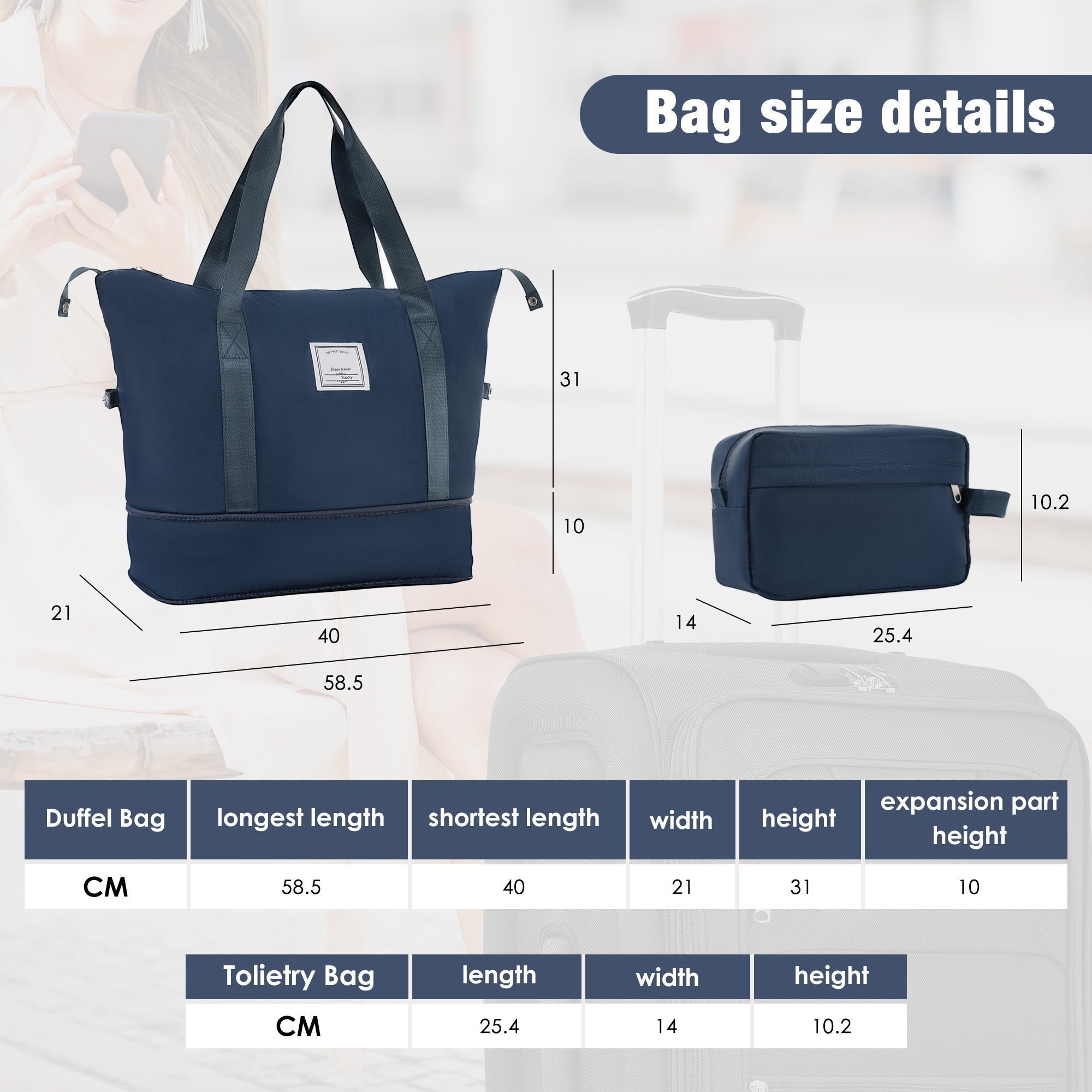 Navy Softside Luggage Expandable Three Piece Set