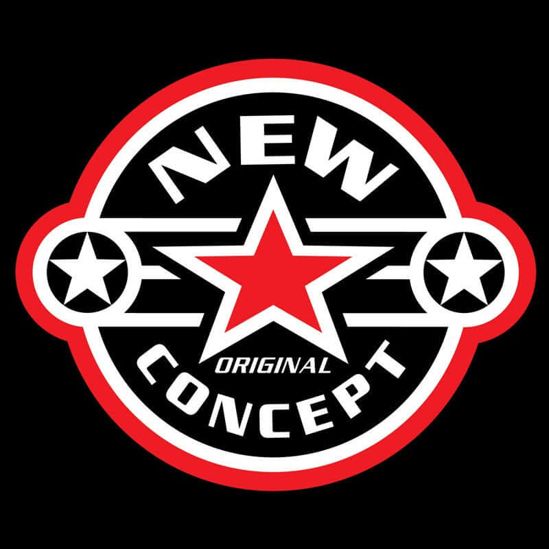 Logo with a red star and text 'New Concept Original' on a black background