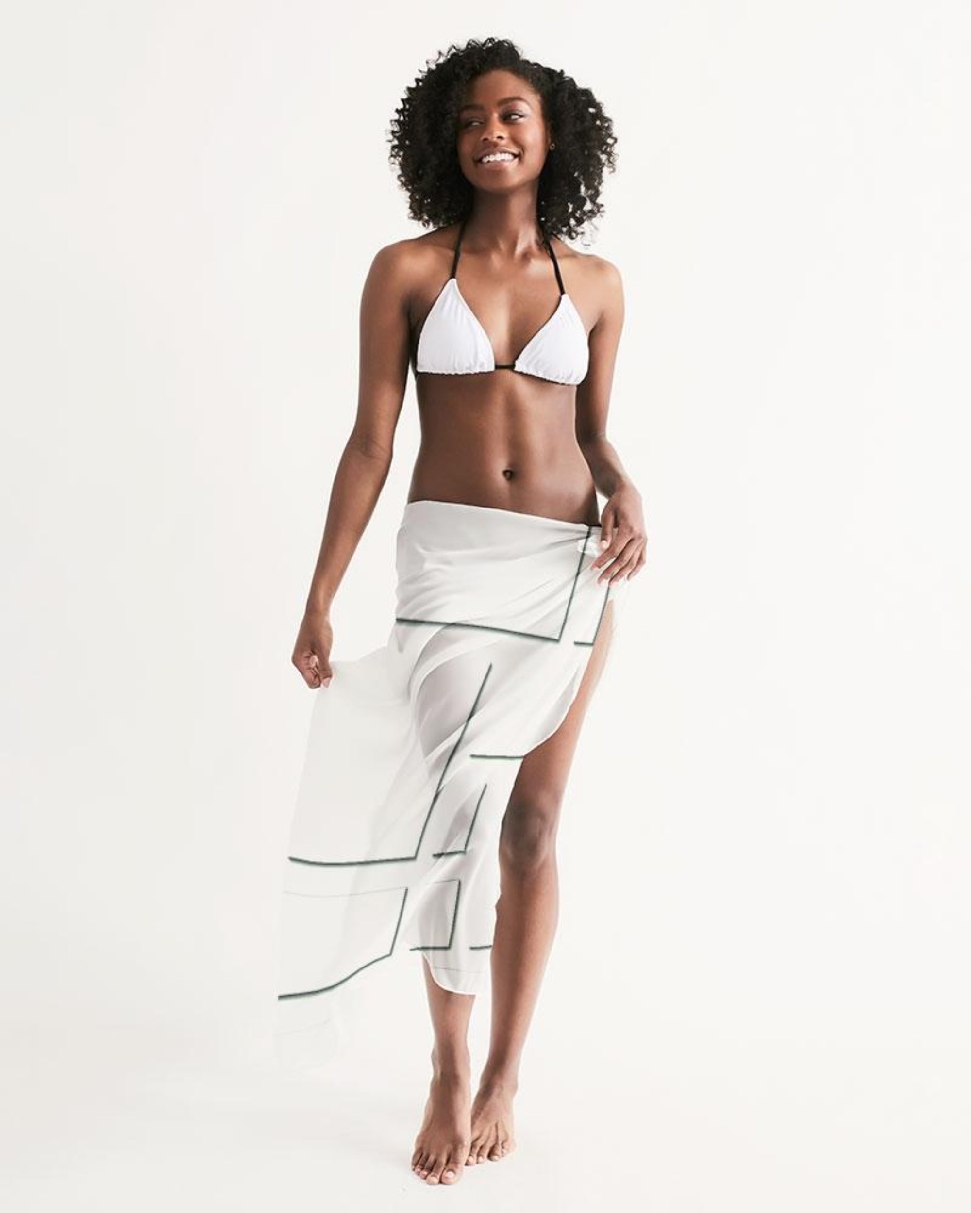 Geometric White and Gray Sarong