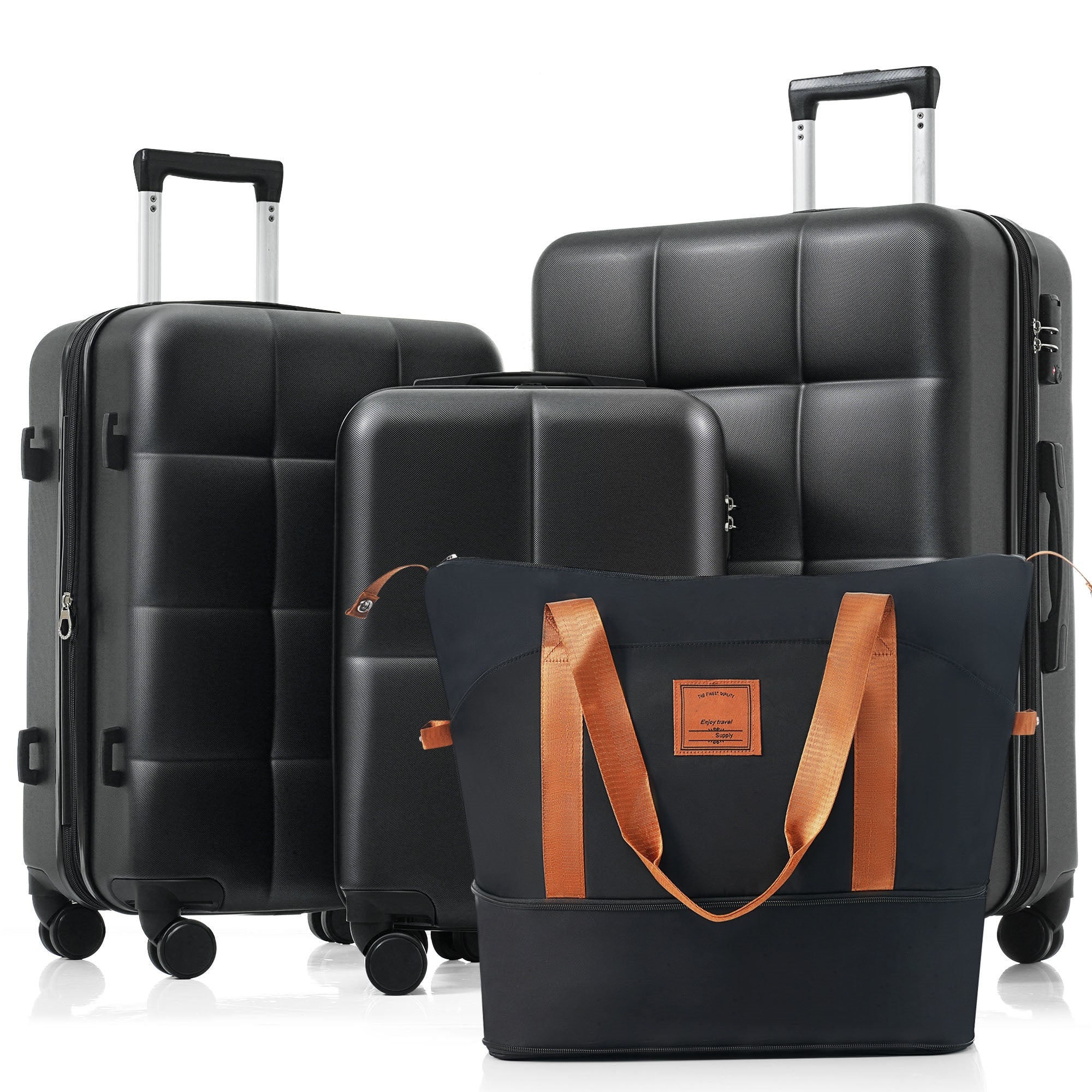 Luggage Sets 4 Piece, 20-inch with USB Port, Expandable ABS Durable