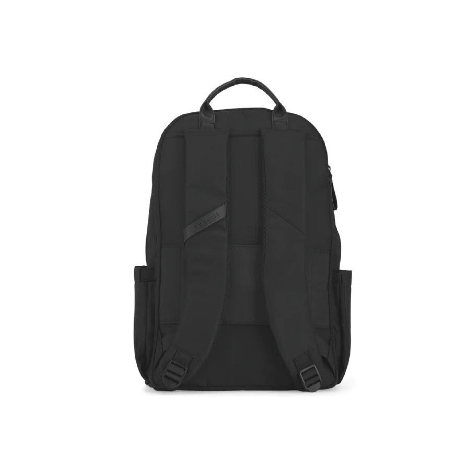 Black backpack on a white background