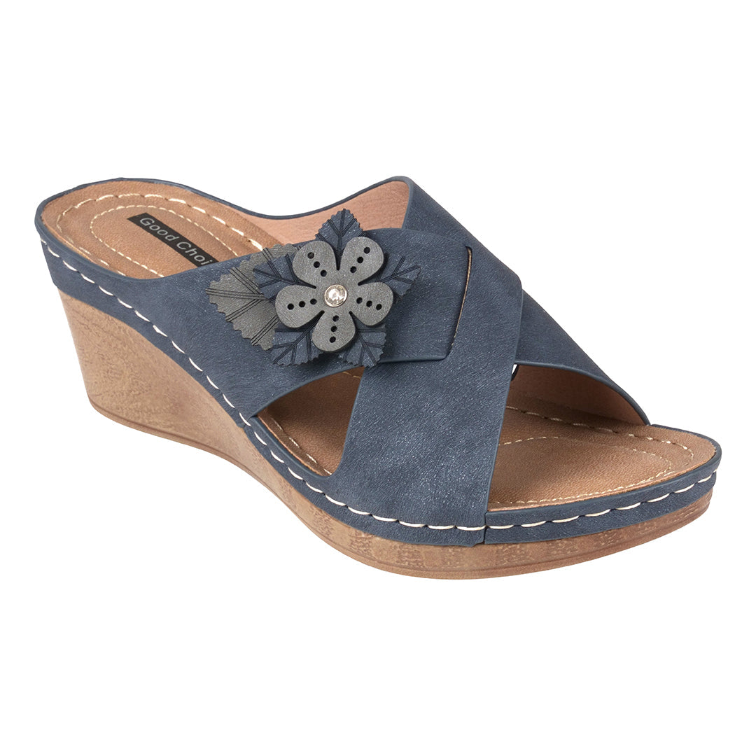 GC Shoes  Selly Navy Wedge Sandal
