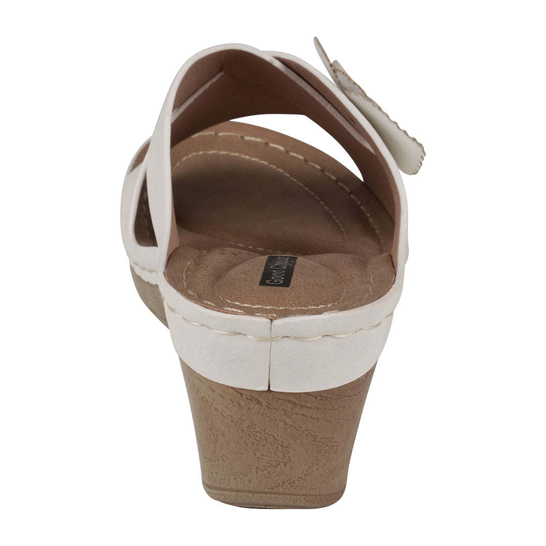 GC Shoes Selly White Wedge Sandals