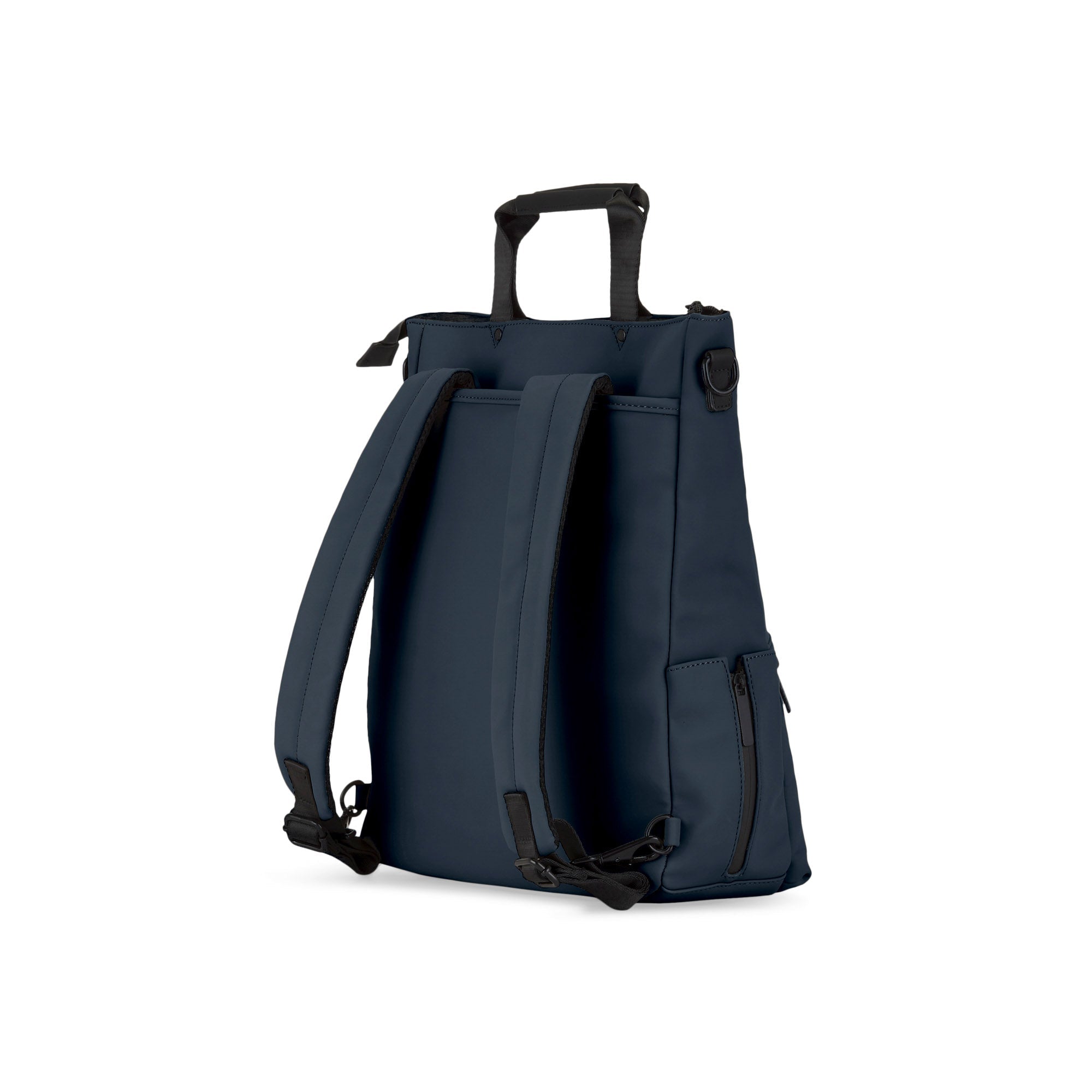 Navy blue backpack on a white background