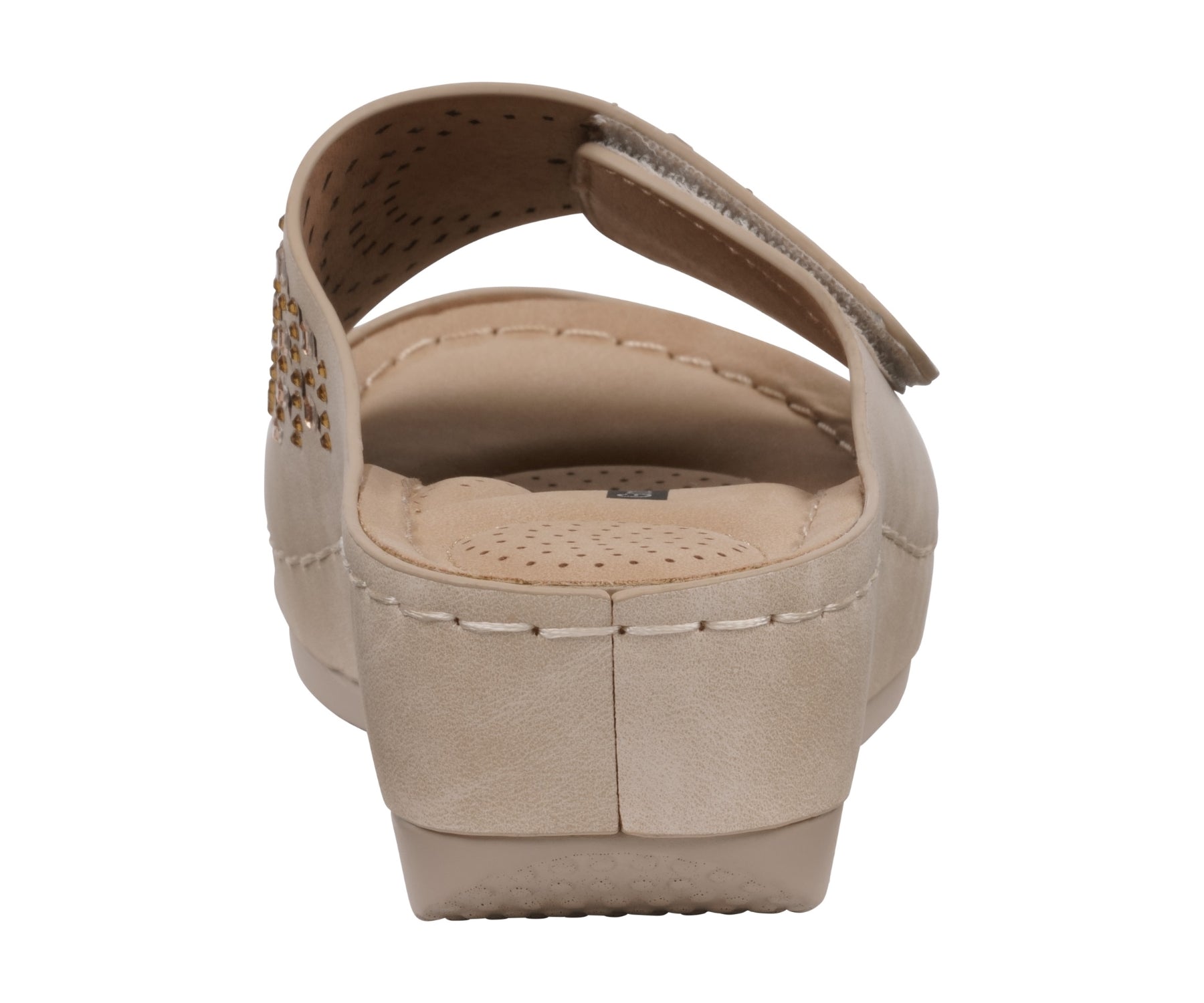 Beige sandal with a strap on a white background