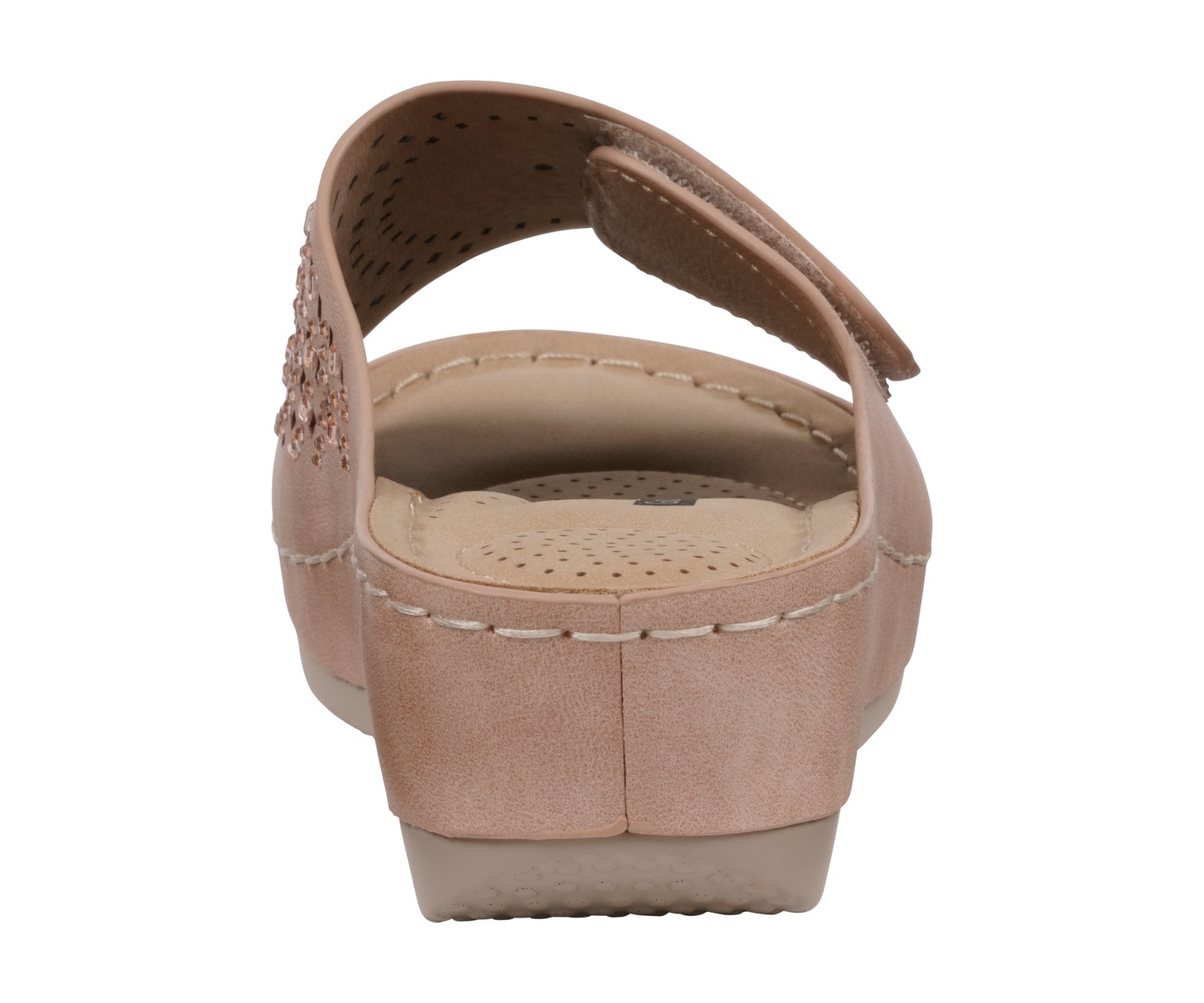 Beige sandal with a strap on a white background