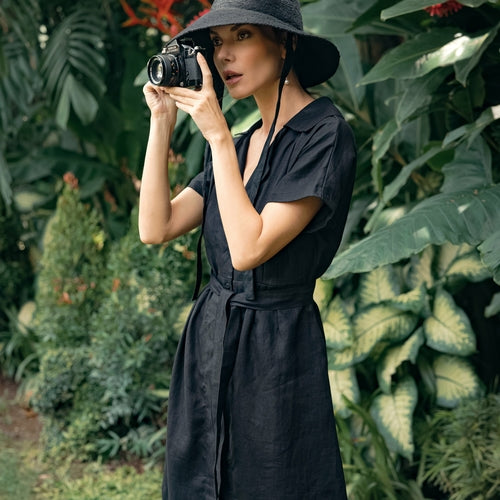 ARYA Safari Linen Midi Dress