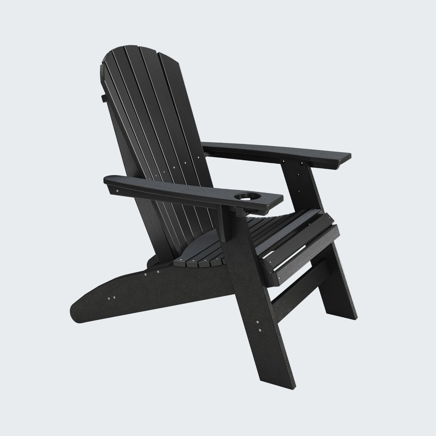 Black Adirondack chair on a white background