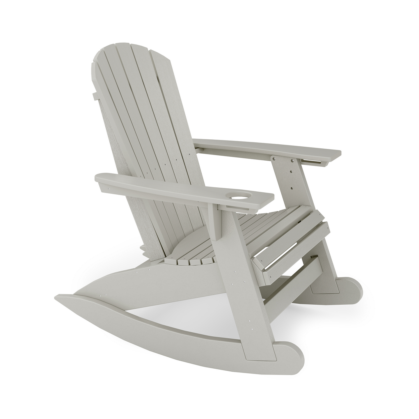 White Adirondack rocking chair on a white background