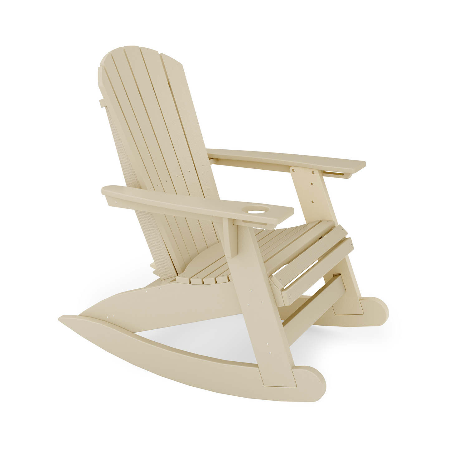 Beige wooden rocking chair on a white background