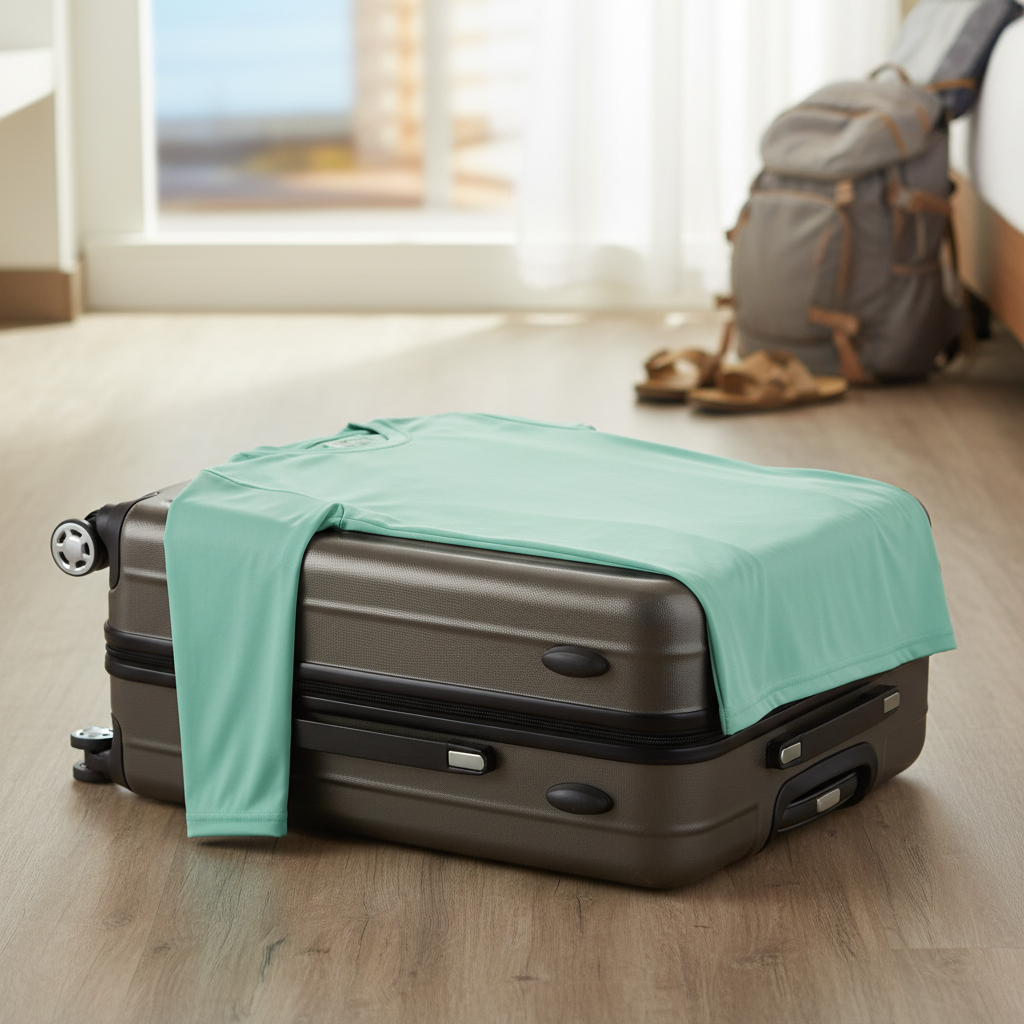 Light blue long-sleeve shirt on a white background