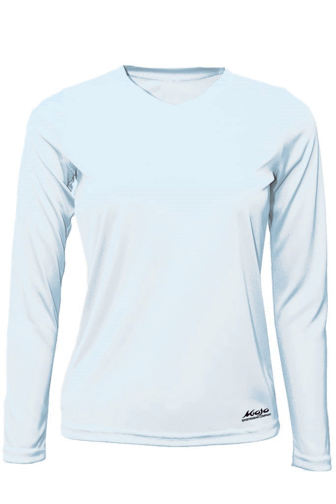 Light blue long-sleeve shirt on a white background