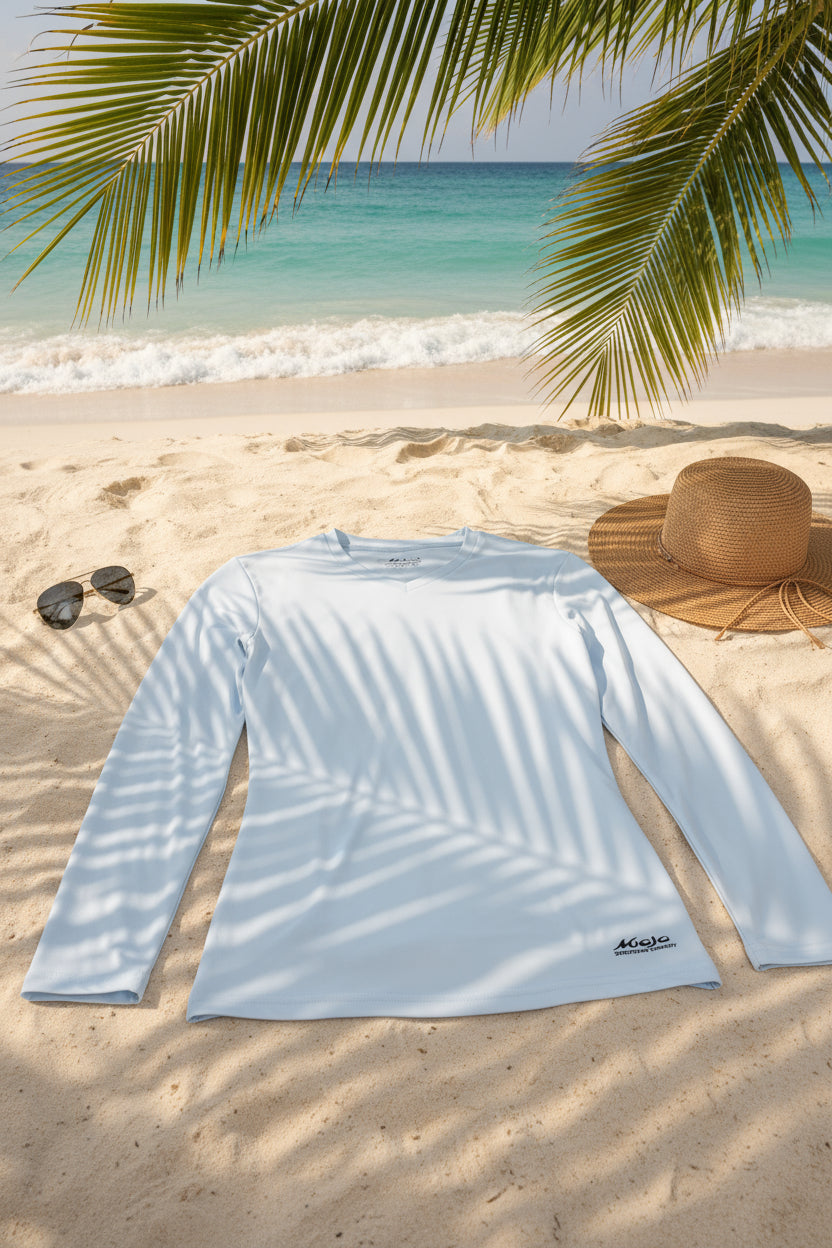 Light blue long-sleeve shirt on a white background