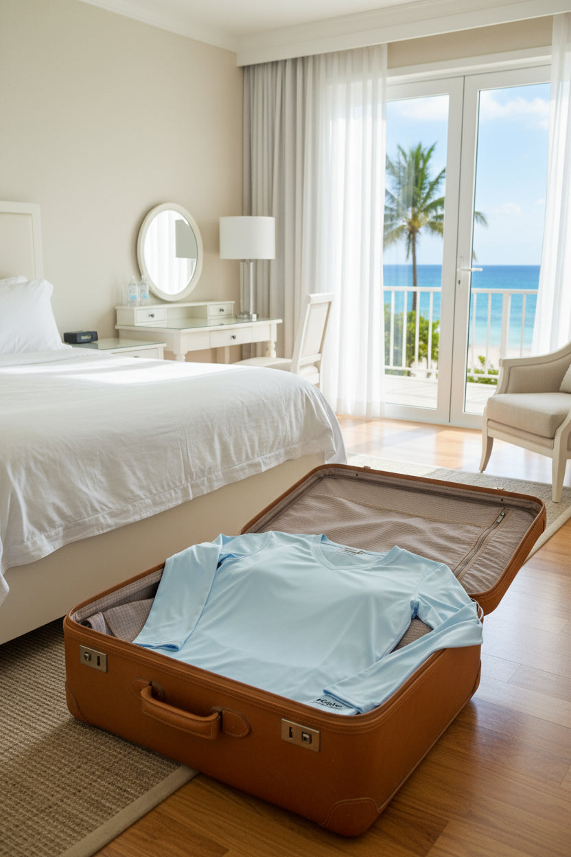 Light blue long-sleeve shirt on a white background