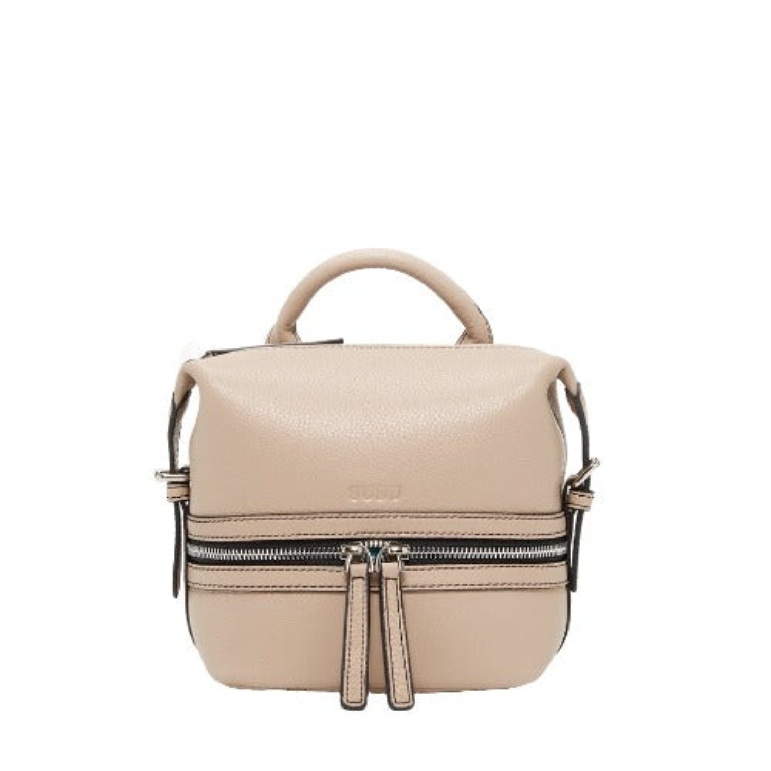 Ashley Small Leather Backpack Purse Beige