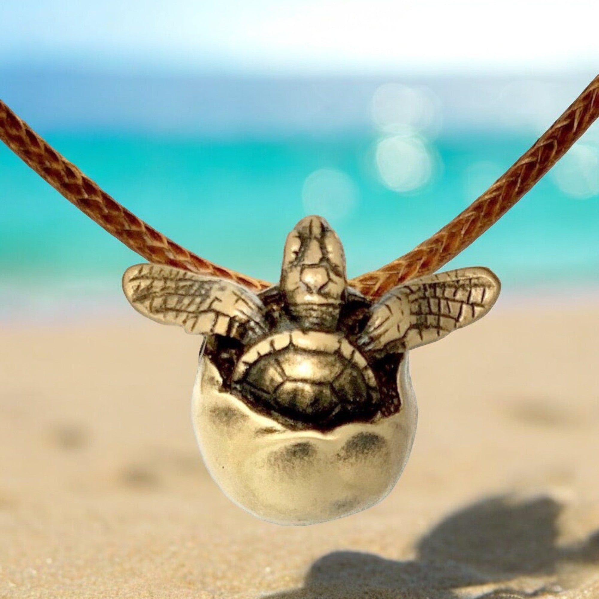 Baby Sea Turtle Necklace Antique Bronze