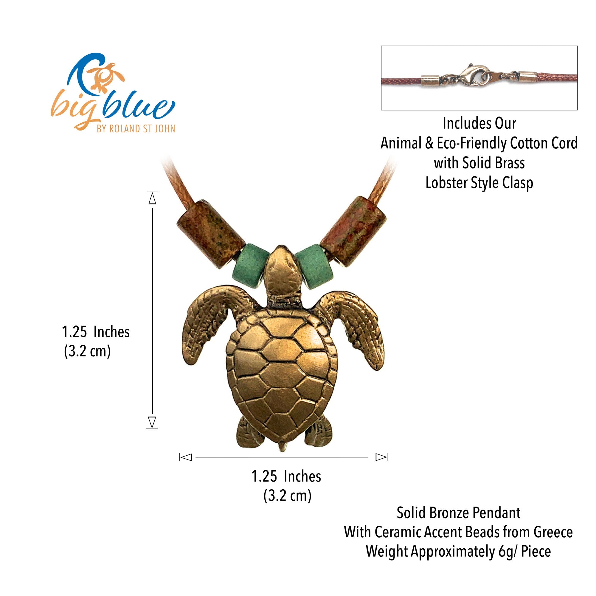 Sea Turtle Necklace Bronze Pendant