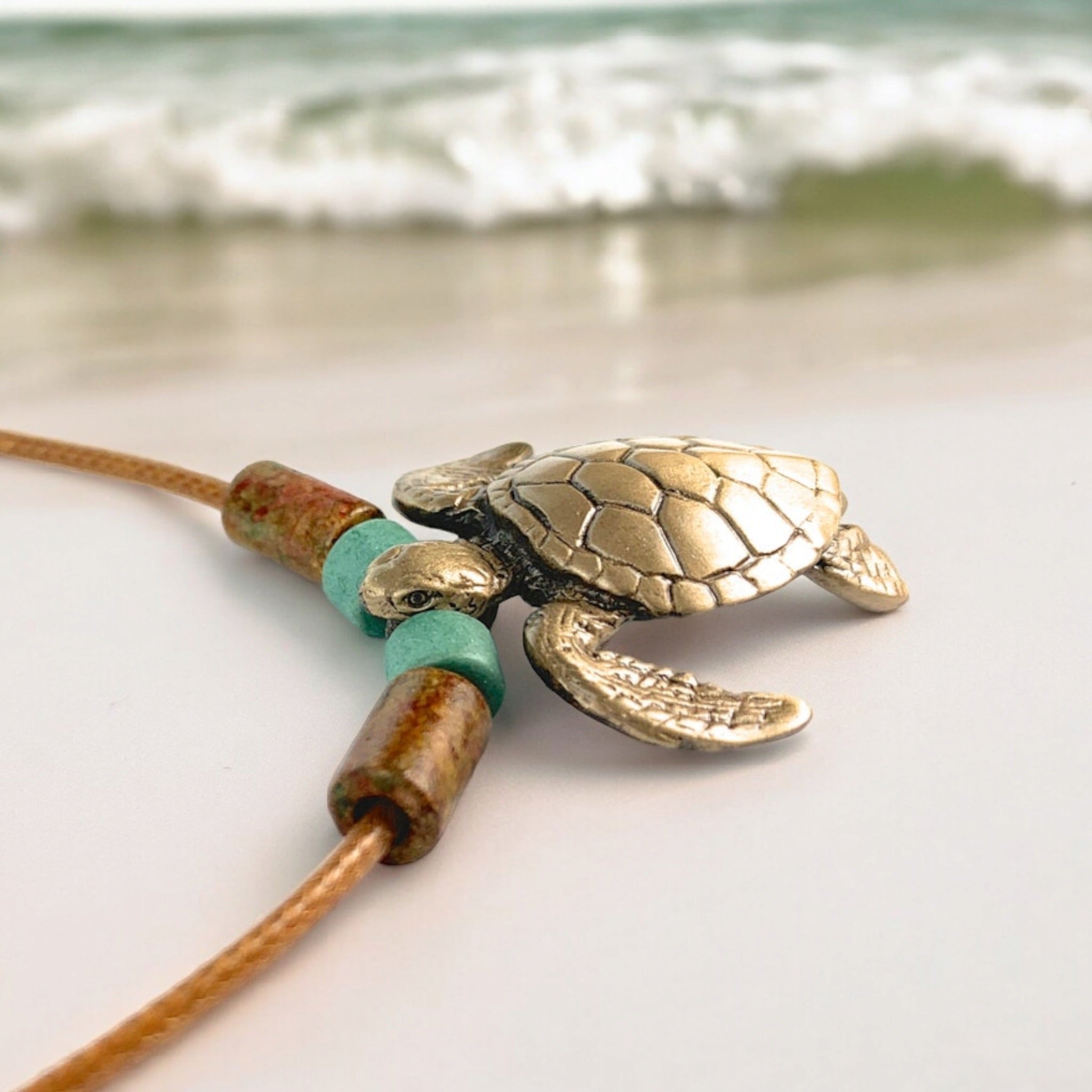 Sea Turtle Necklace Bronze Pendant