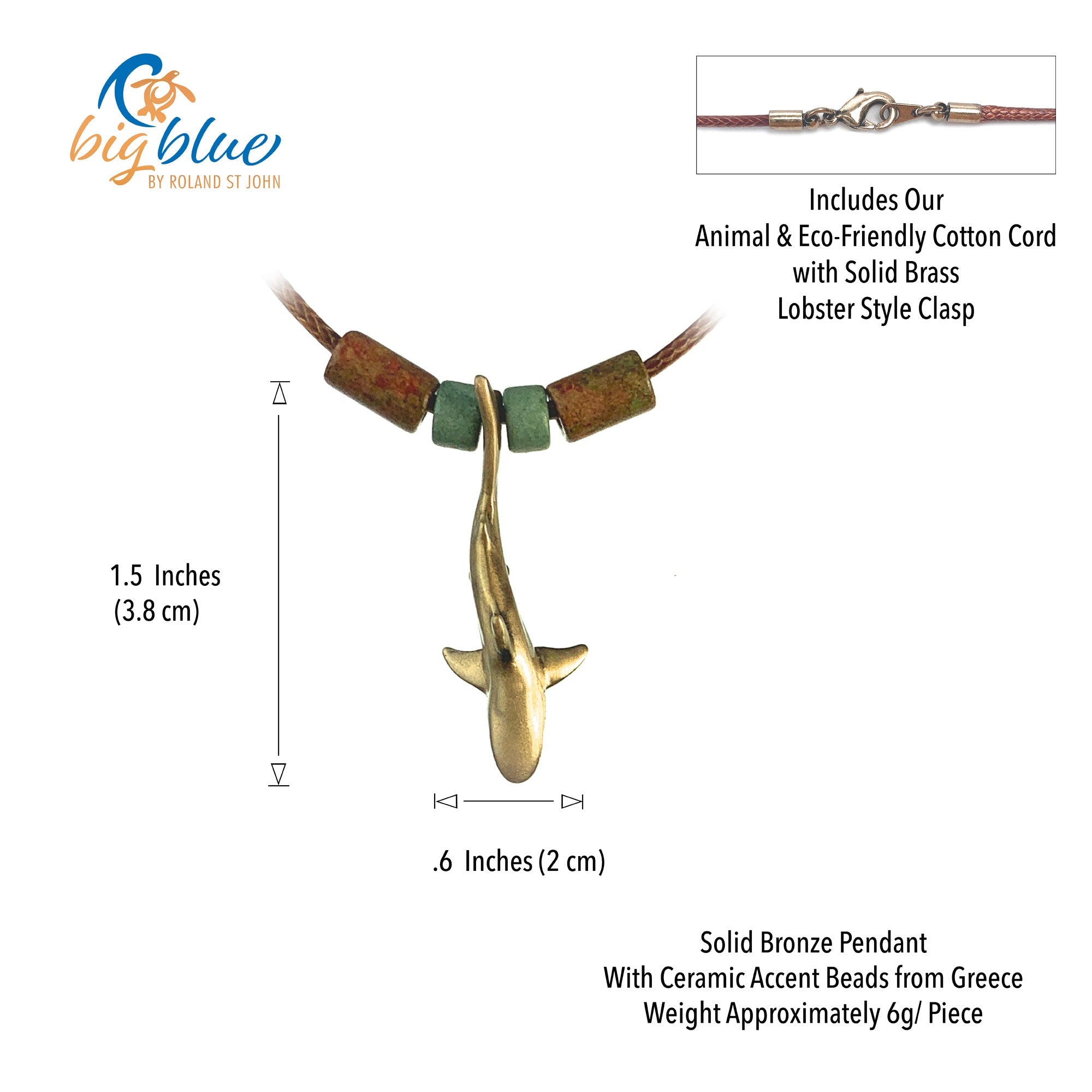 Shark Necklace for Men and Women Bronze