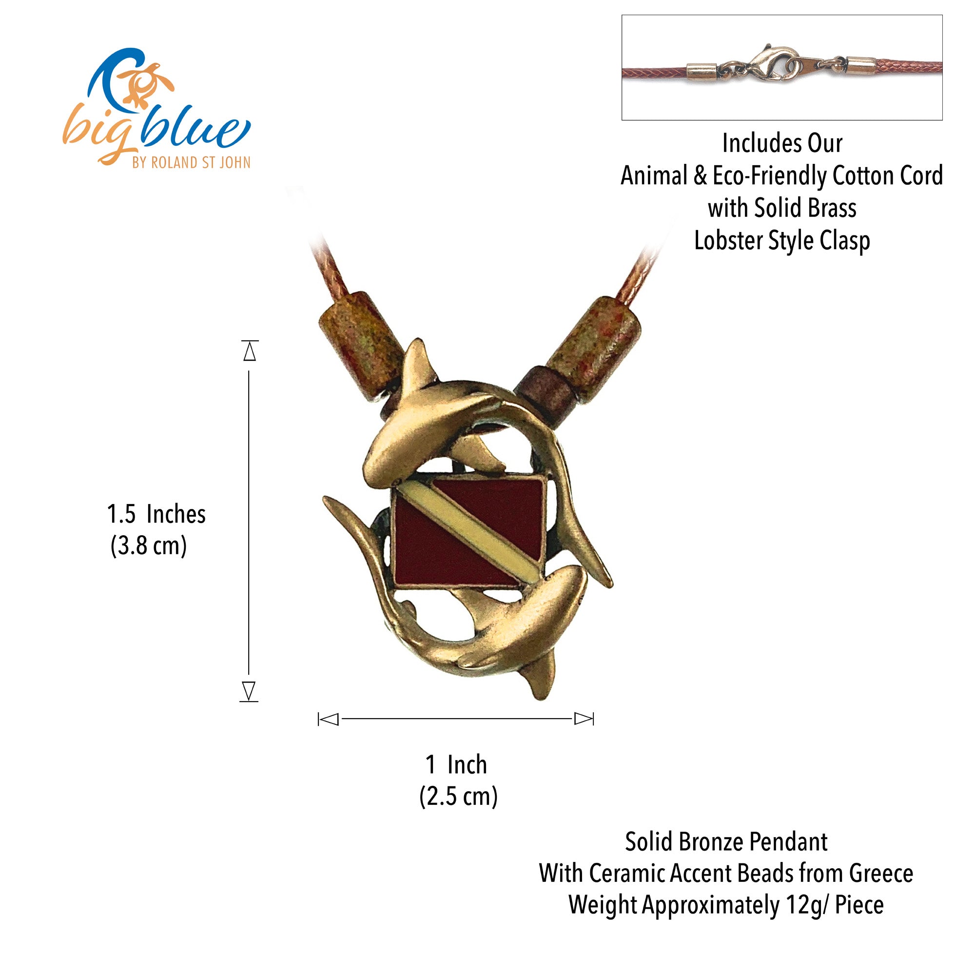 Bronze Dive Shark Pendant Necklace