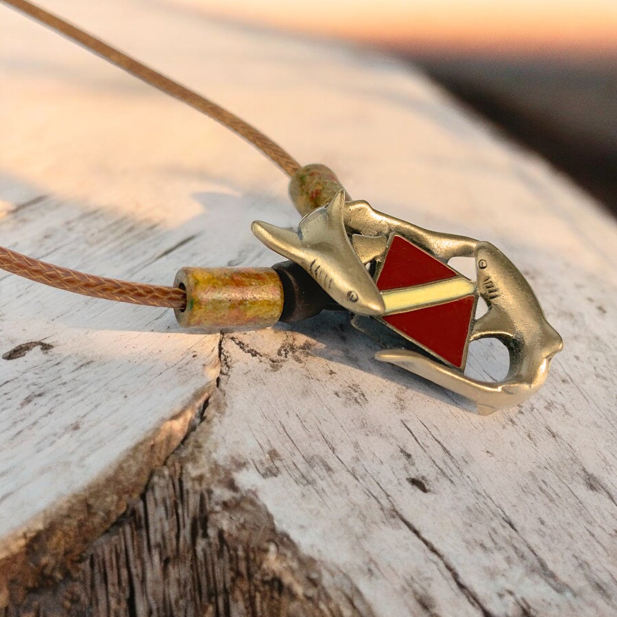 Bronze Dive Shark Pendant Necklace