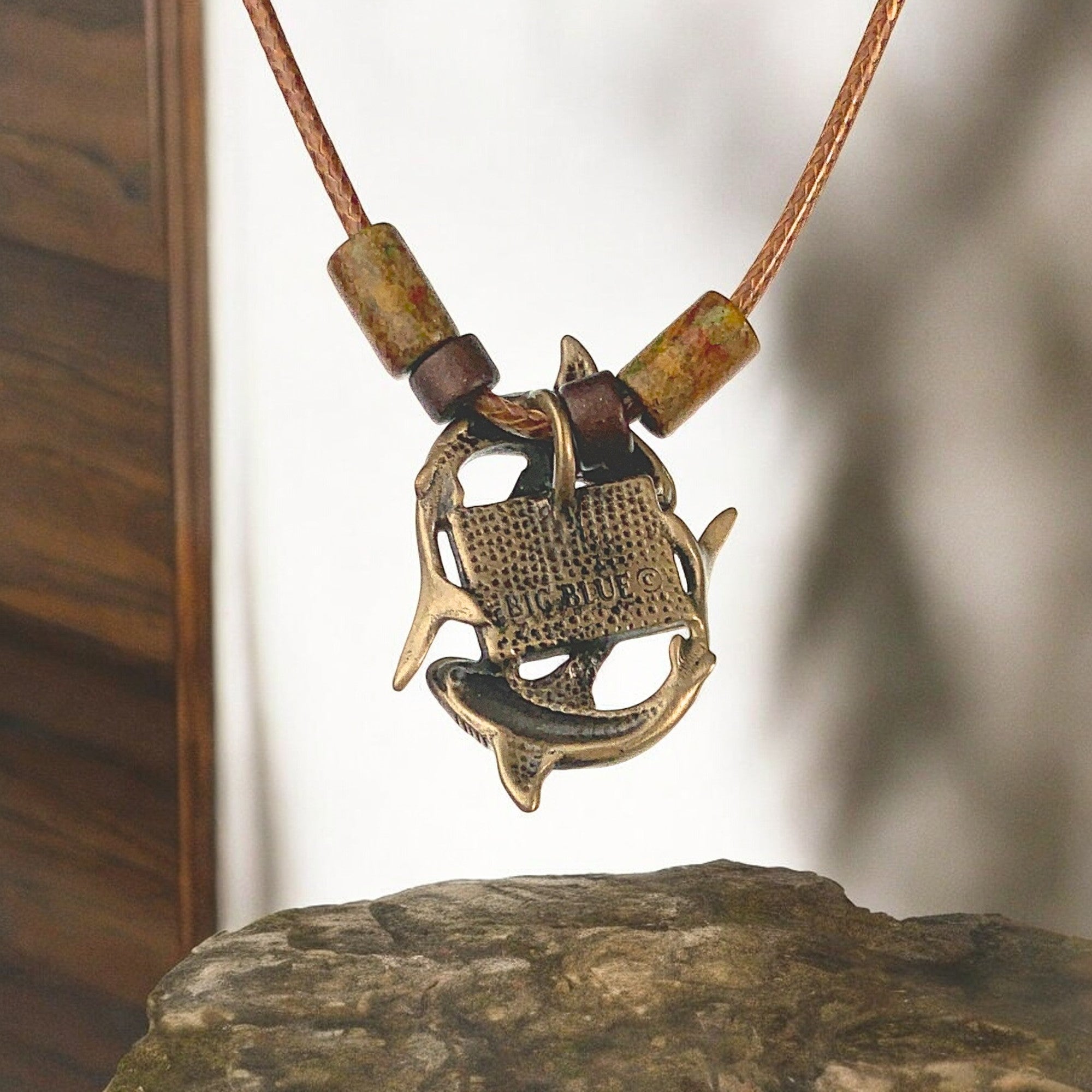 Bronze Dive Shark Pendant Necklace