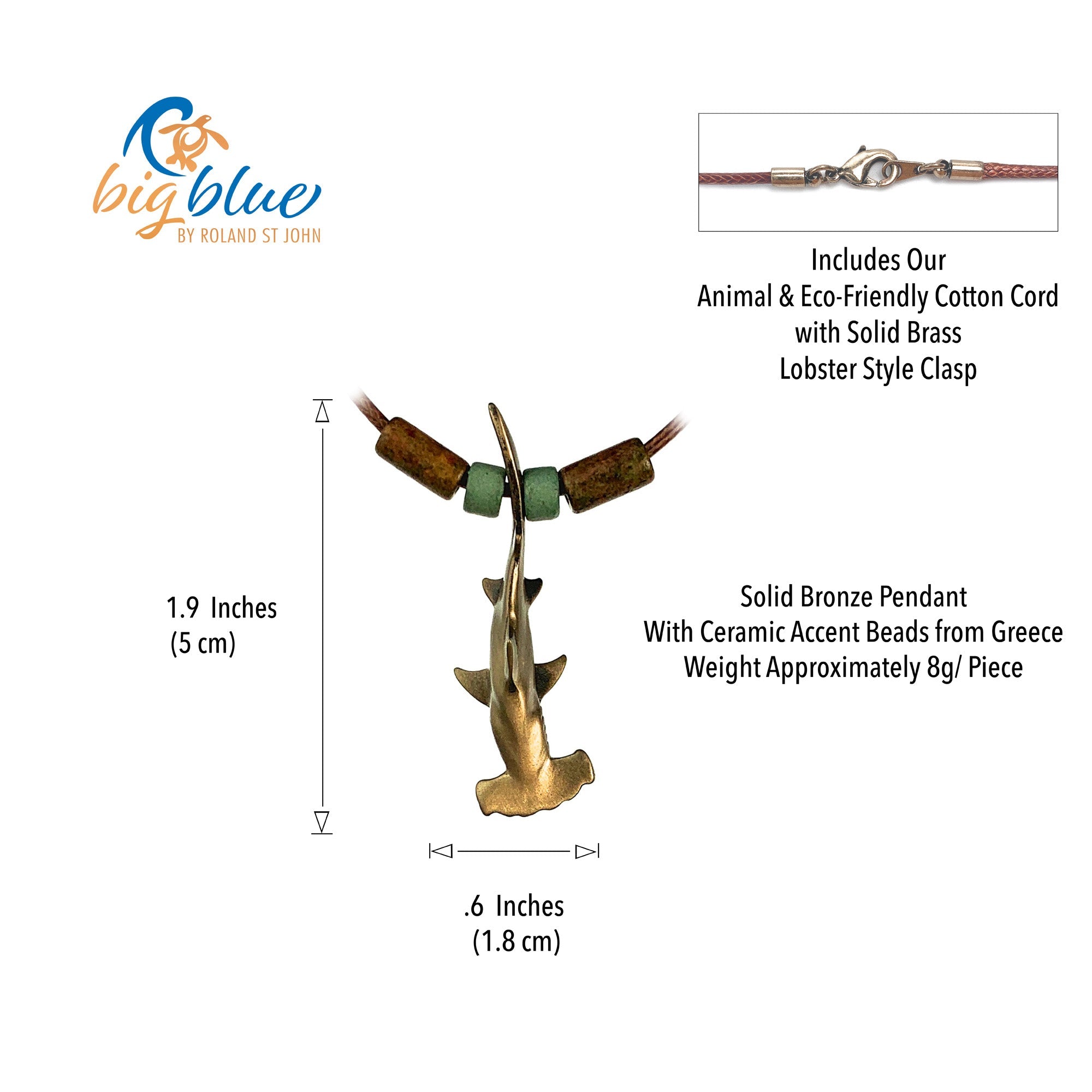 Bronze Hammerhead Shark Pendant for Men and Women