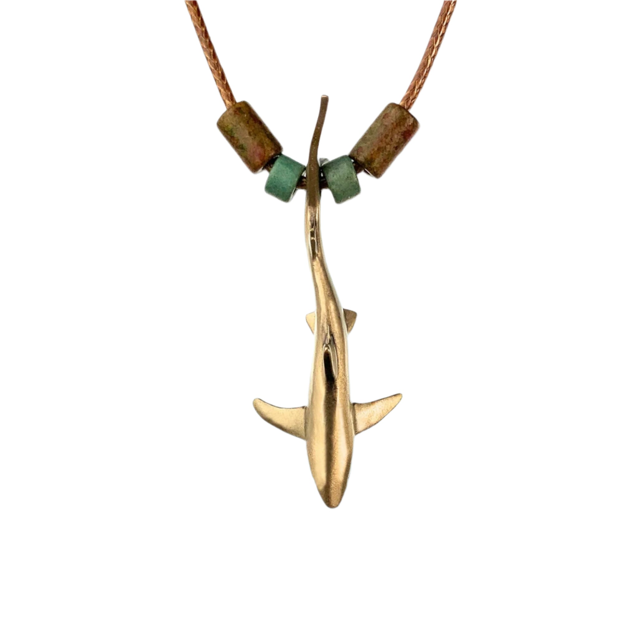 Bronze Blue Shark Pendant Necklace