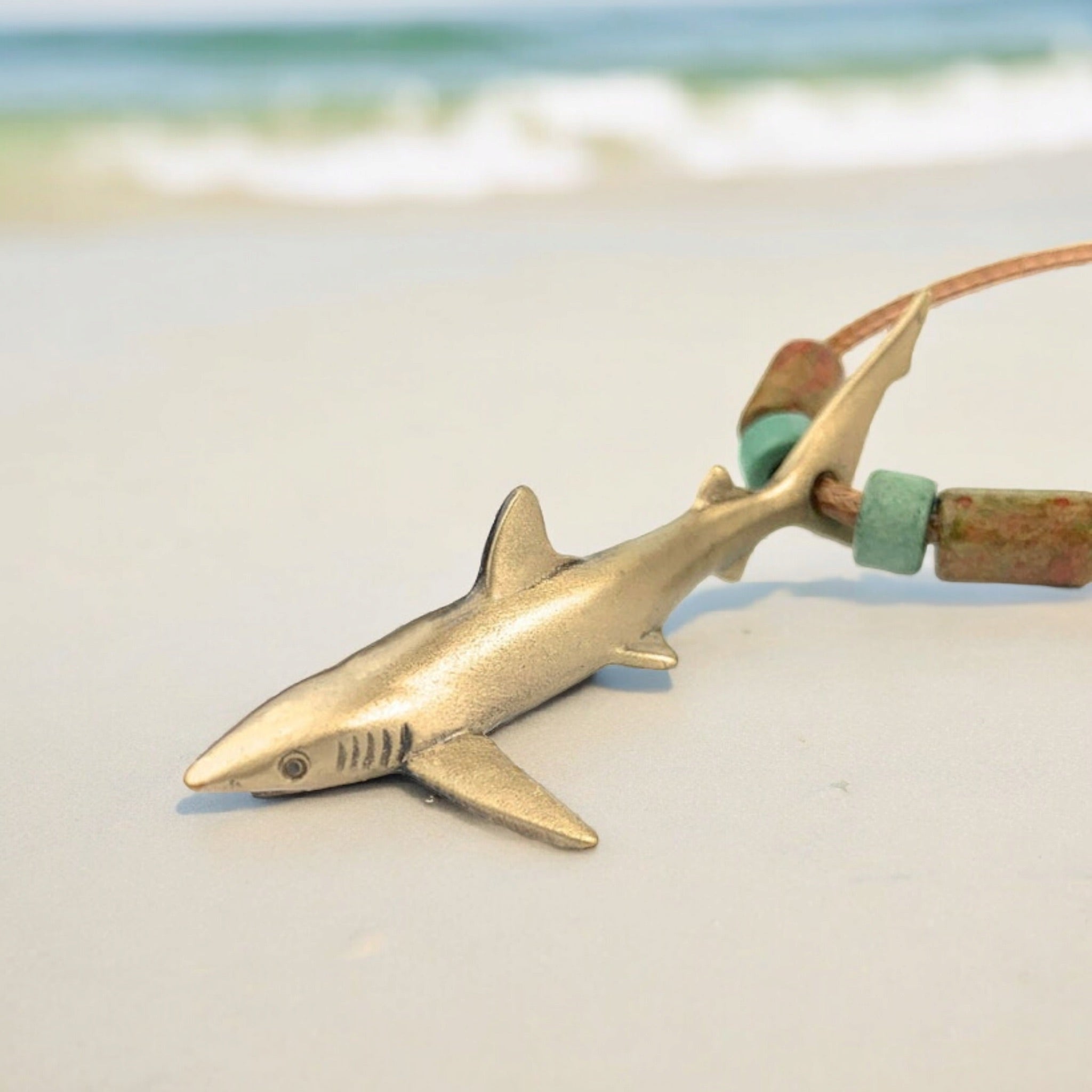 Bronze Blue Shark Pendant Necklace
